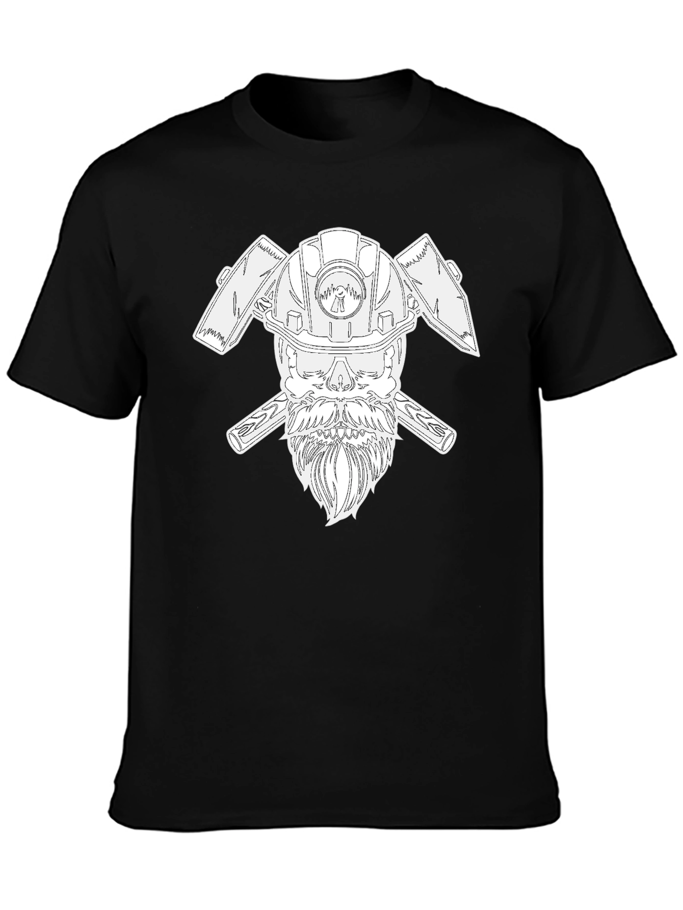 Black Cool Miner Skull T-Shirt - Black Crew Neck Tee view 3