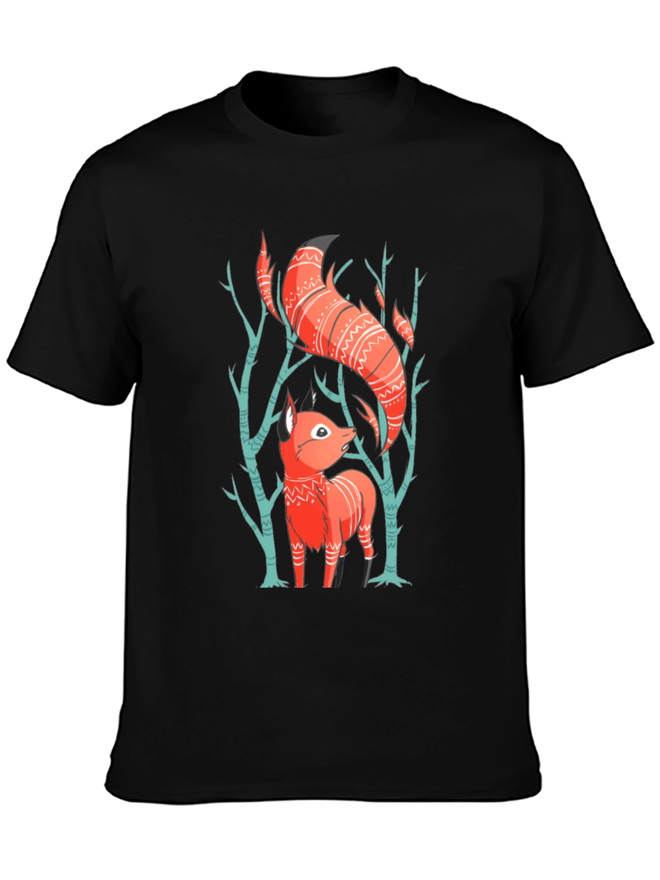 Black Fox Graphic Tee - Forest Animal Shirt view 3