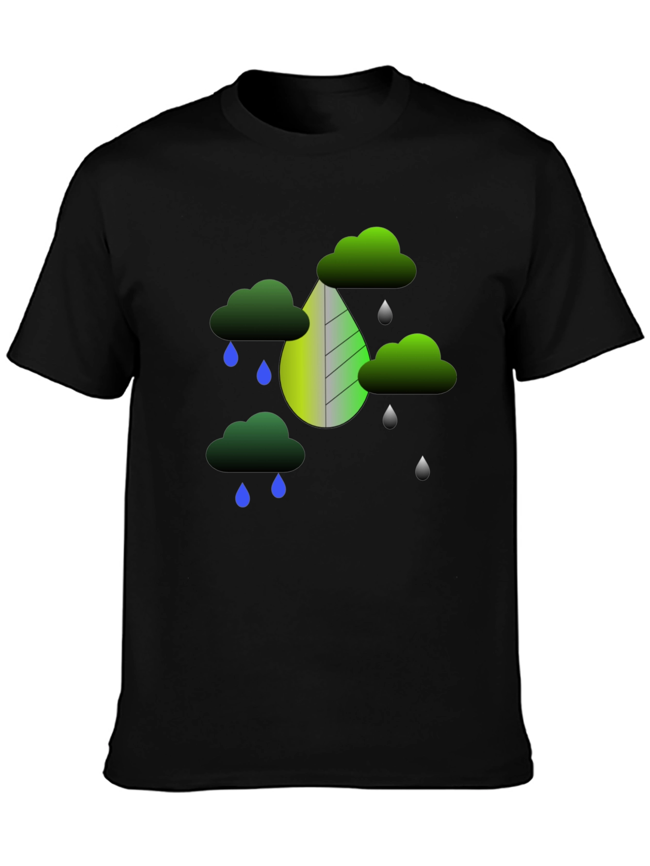 Black Nature-Inspired Graphic Tee view 3