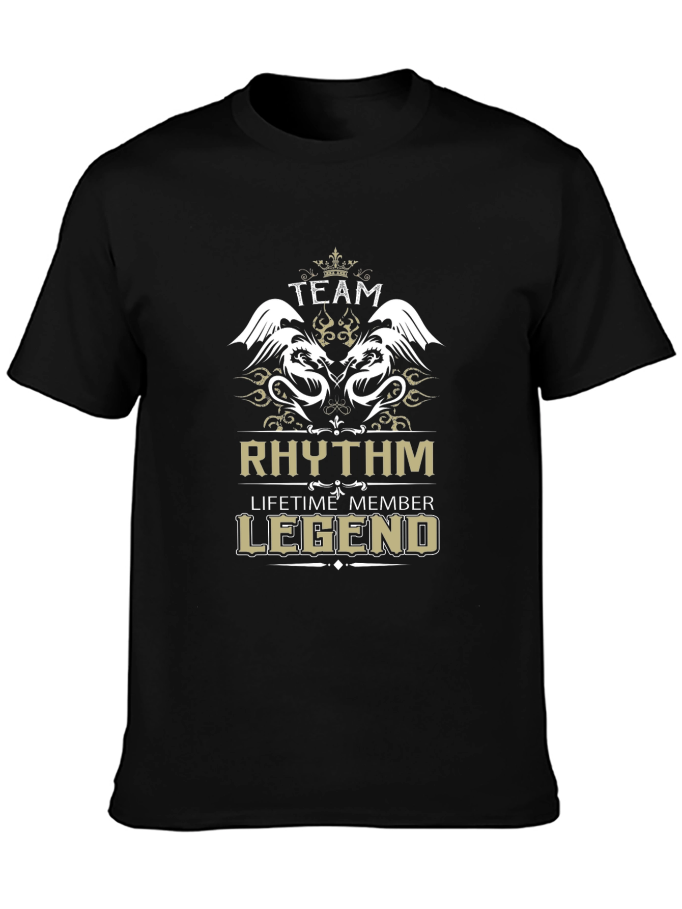 Black Team Rhythm Lifetime Member Legend T-Shirt view 3