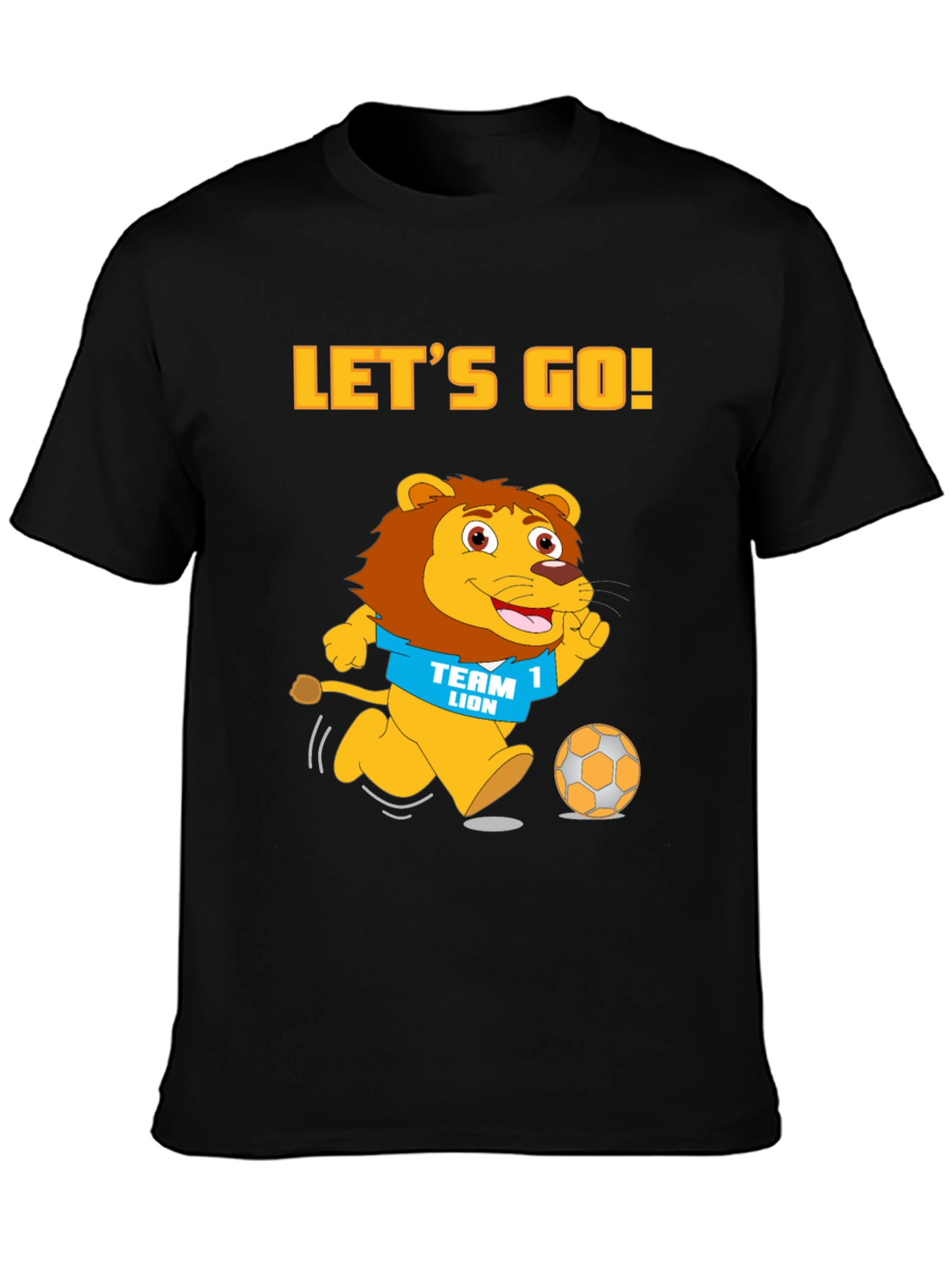 Black Let's Go Team Lion T-Shirt - Black Cotton Graphic Tee view 3