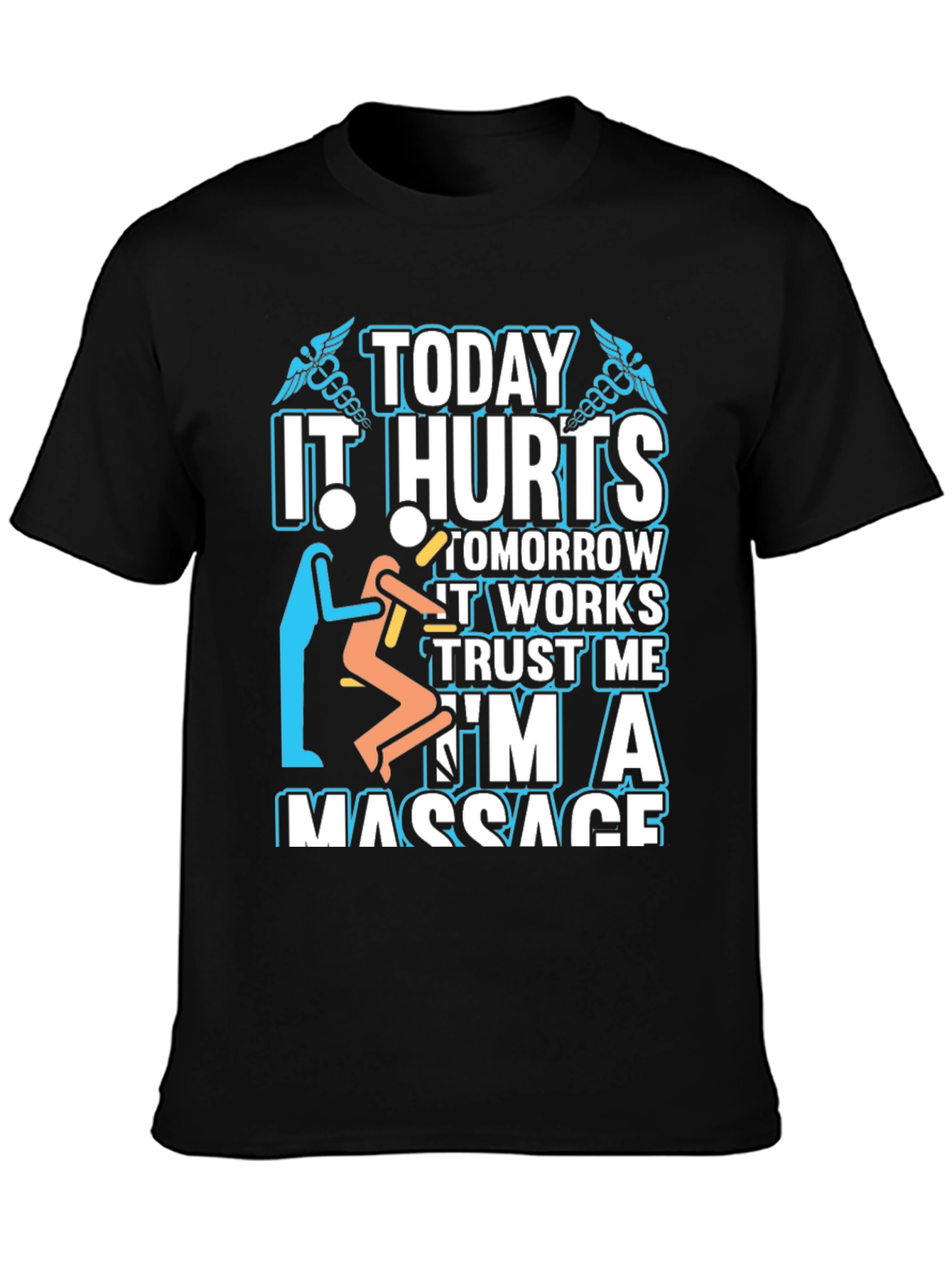Black Massage Therapist T-Shirt - Today It Hurts view 3