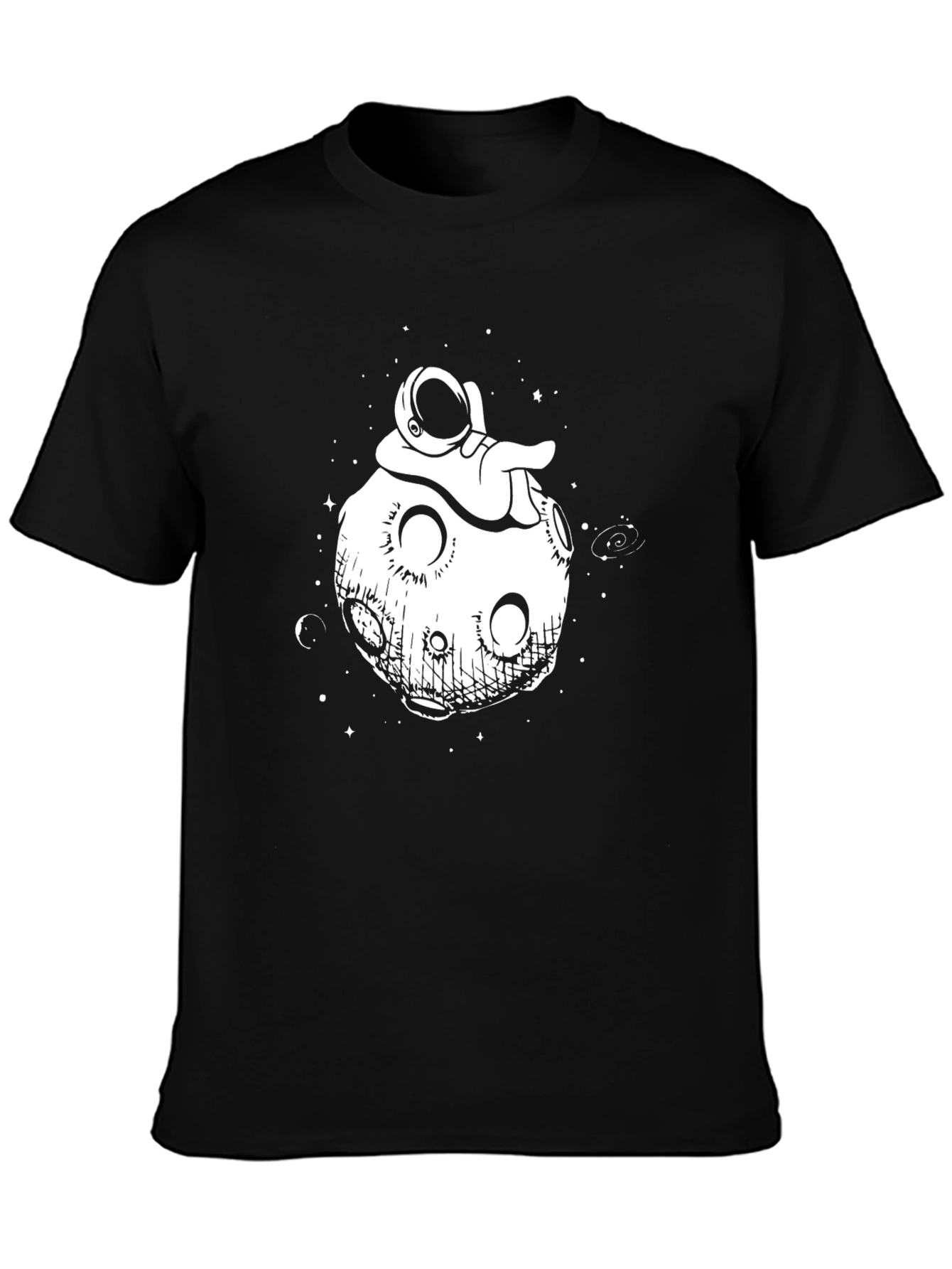 Black Astronaut Moon Graphic Tee - Black Cotton view 3