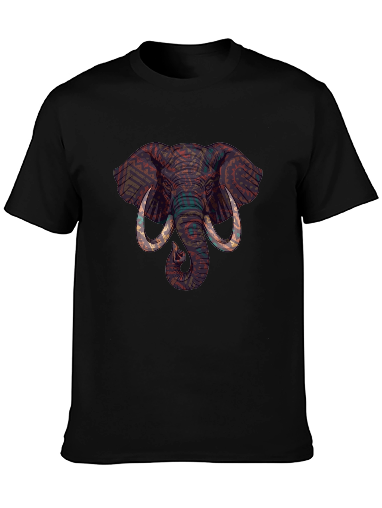 Black Elephant Graphic Print Crew Neck T-Shirt view 3
