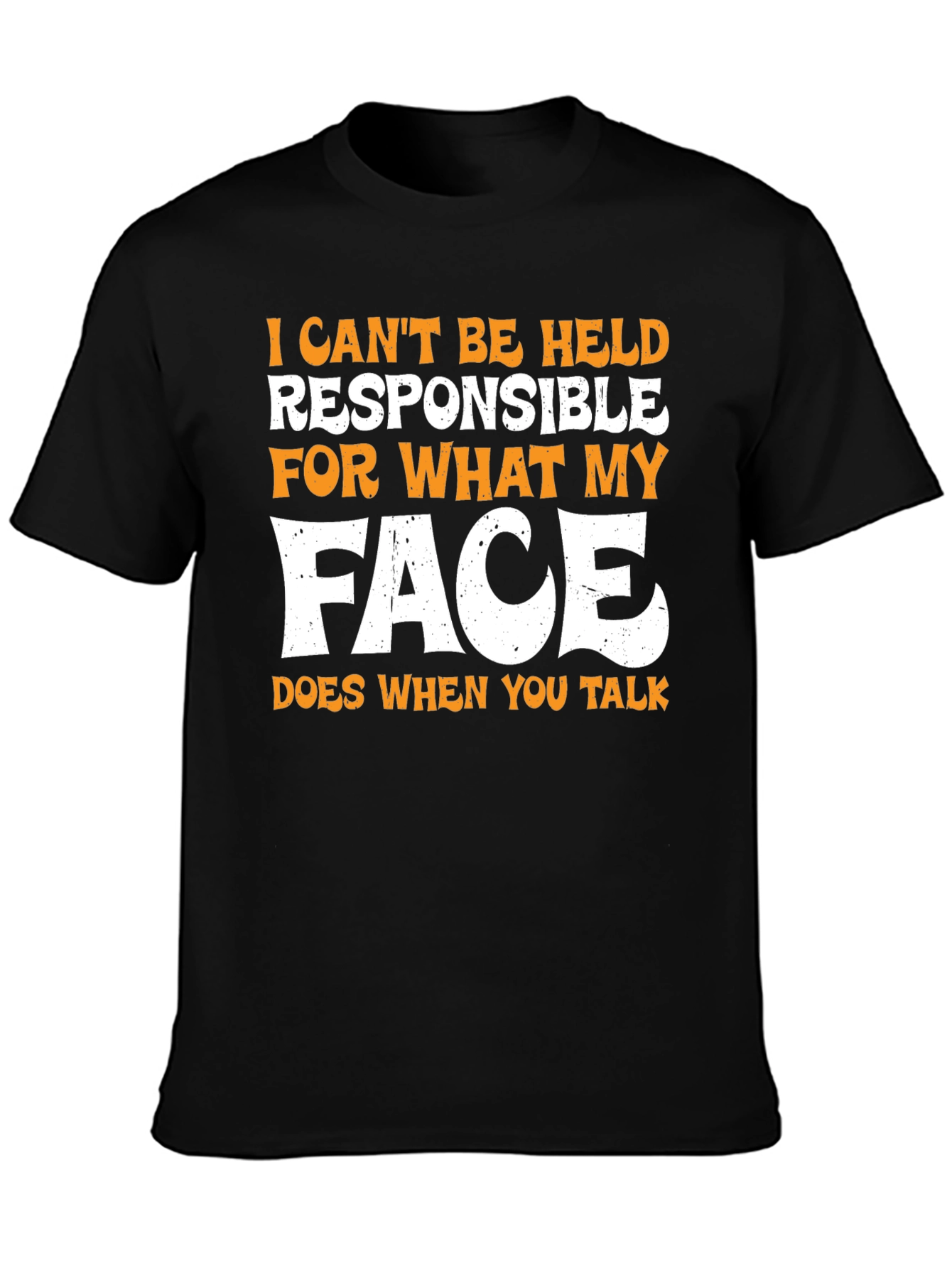 Black Funny Face Graphic Men's T-Shirt - Black view 3