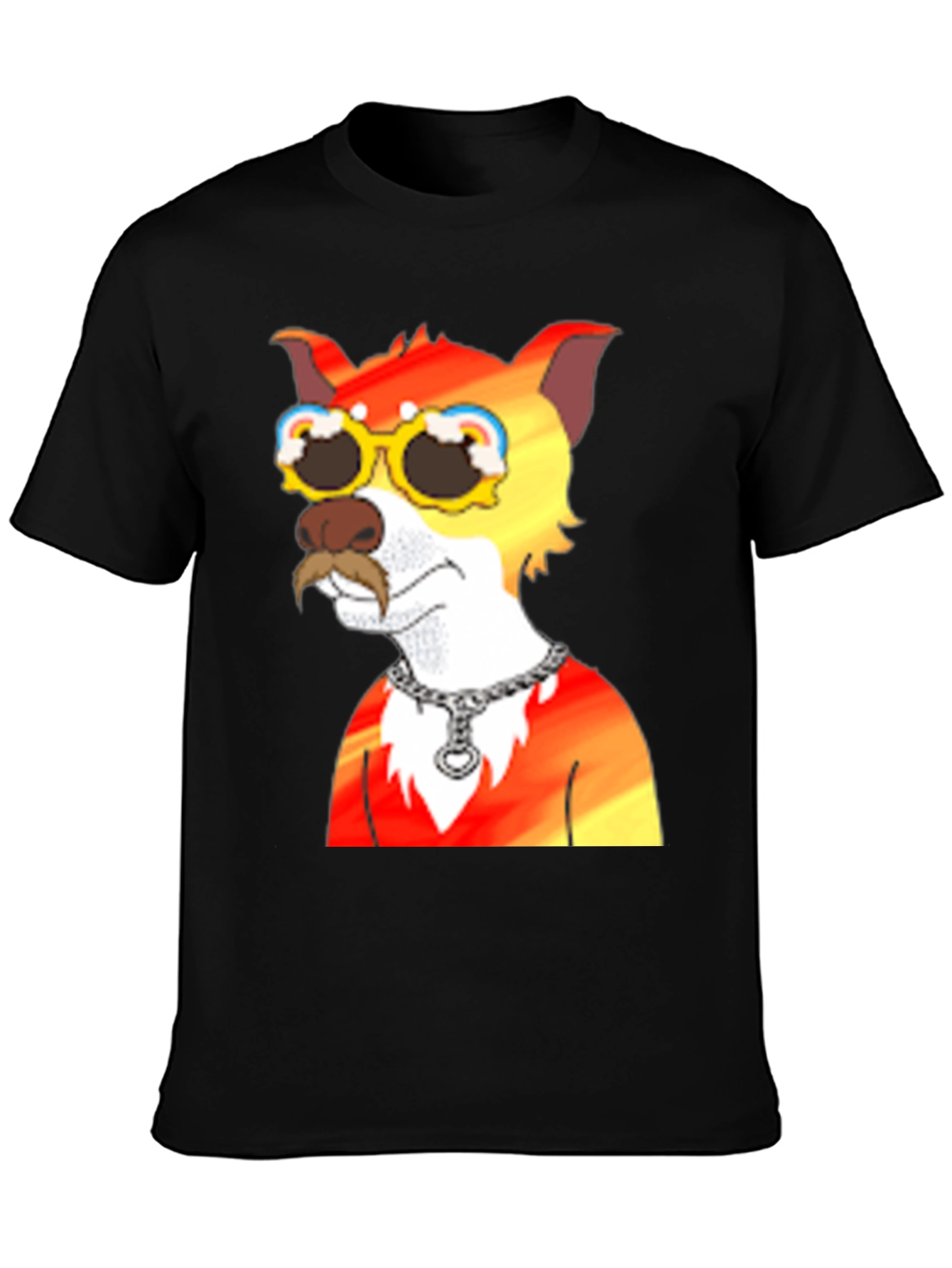 Black Cool Cartoon Dog Graphic Tee - Black view 3