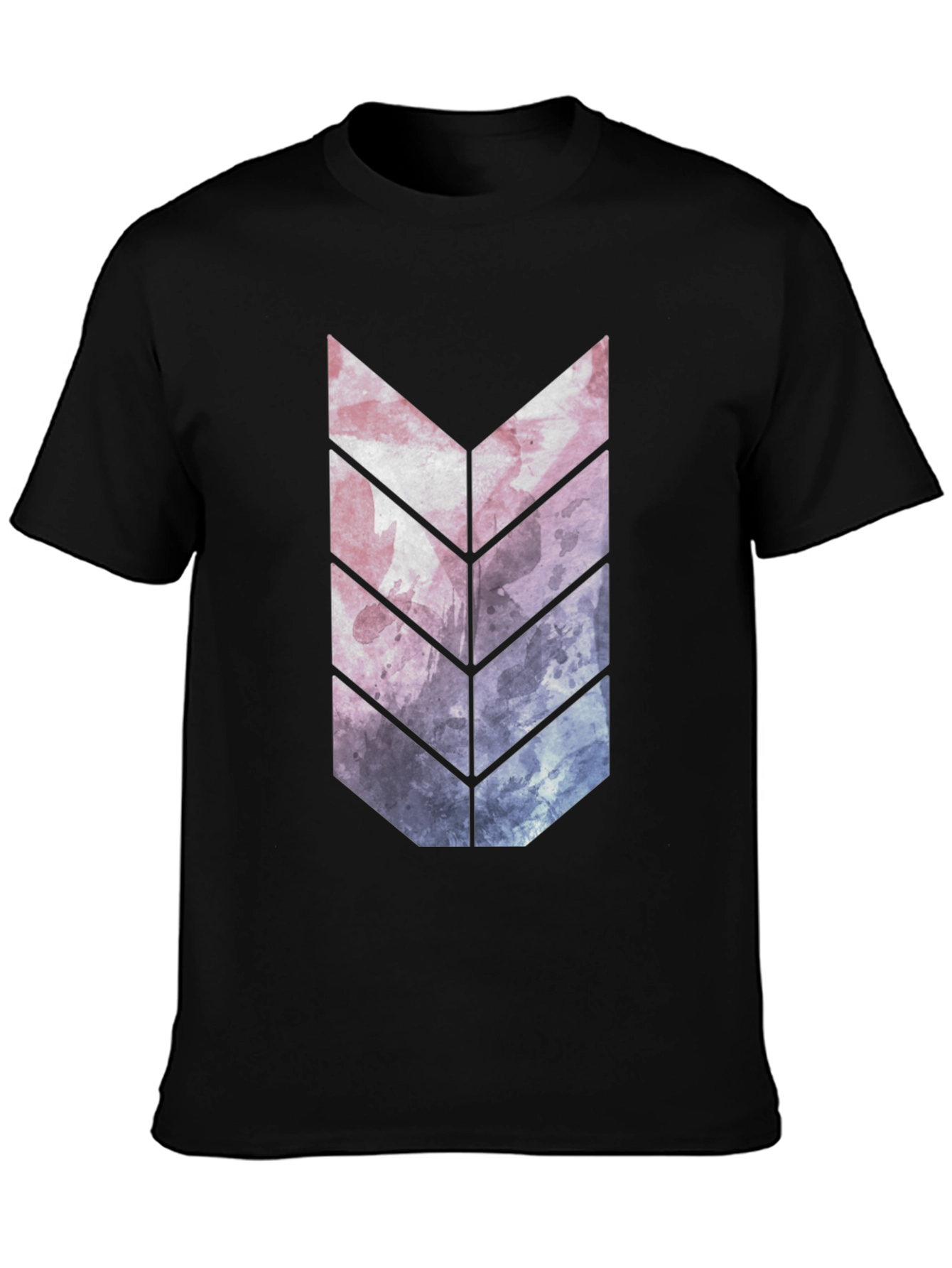 Black Abstract Arrow Graphic Tee - Black Cotton Blend view 3