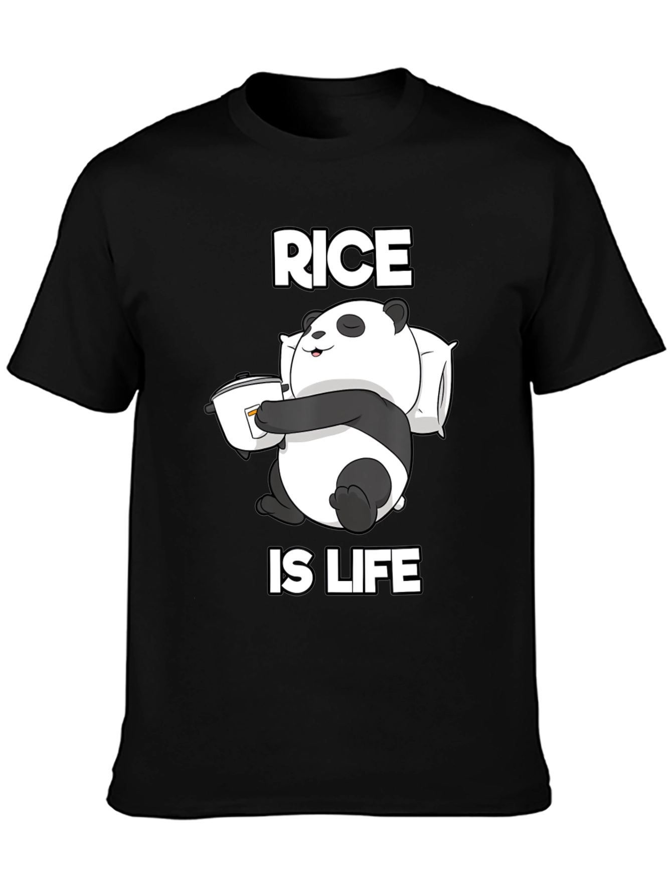 Black Rice is Life Panda T-Shirt - Funny Foodie Tee view 3