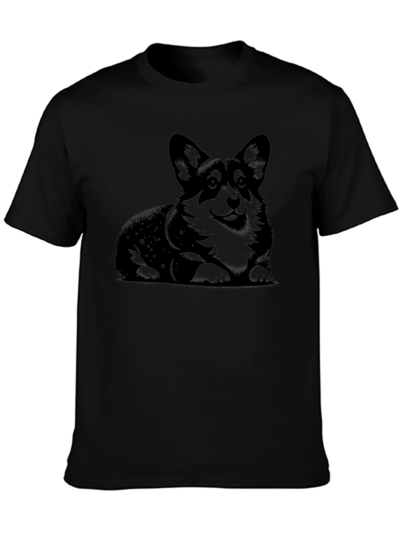 Black Corgi Dog Graphic Print Black T-Shirt view 3