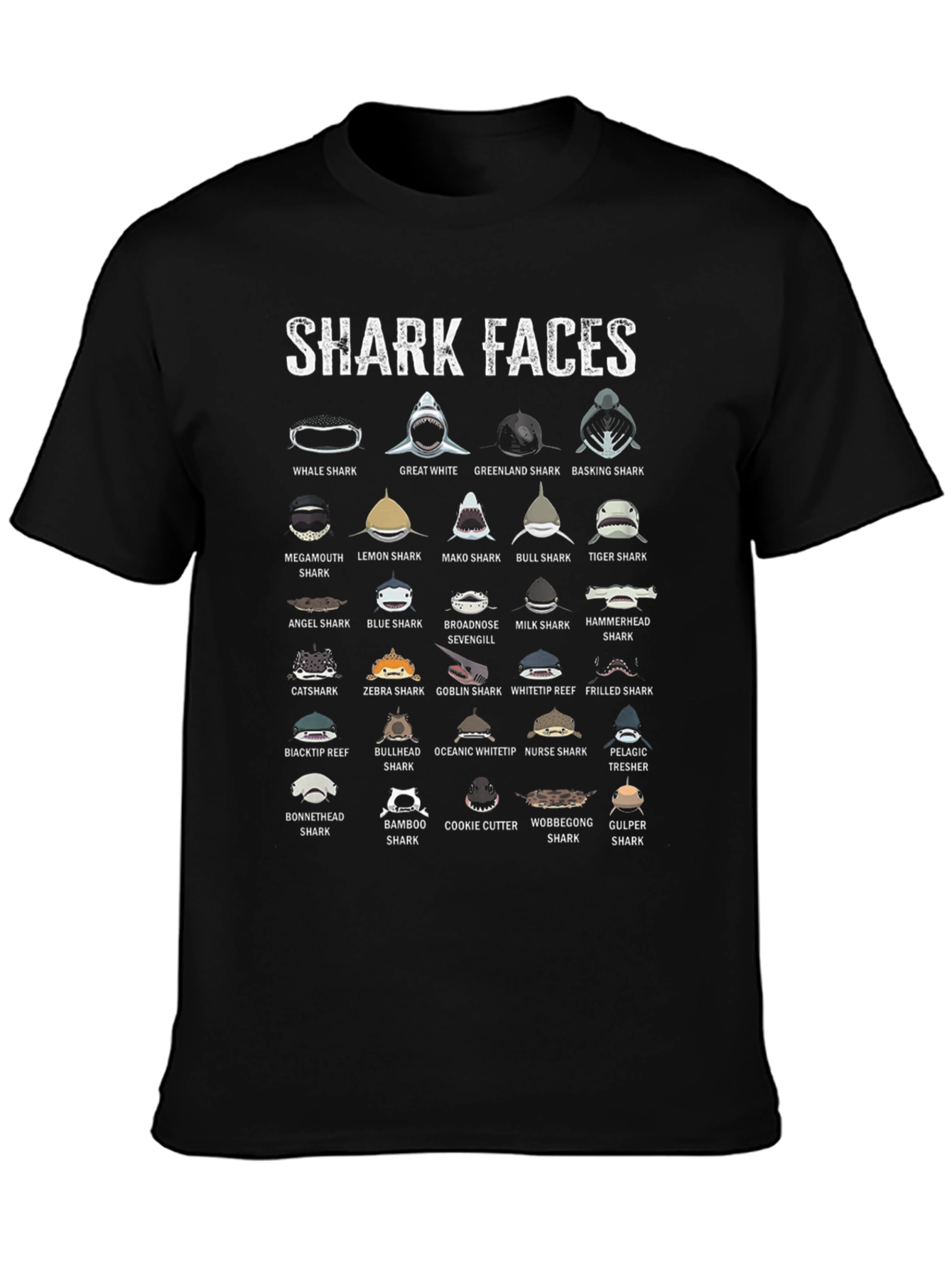 Black Shark Faces Graphic Print T-Shirt view 3