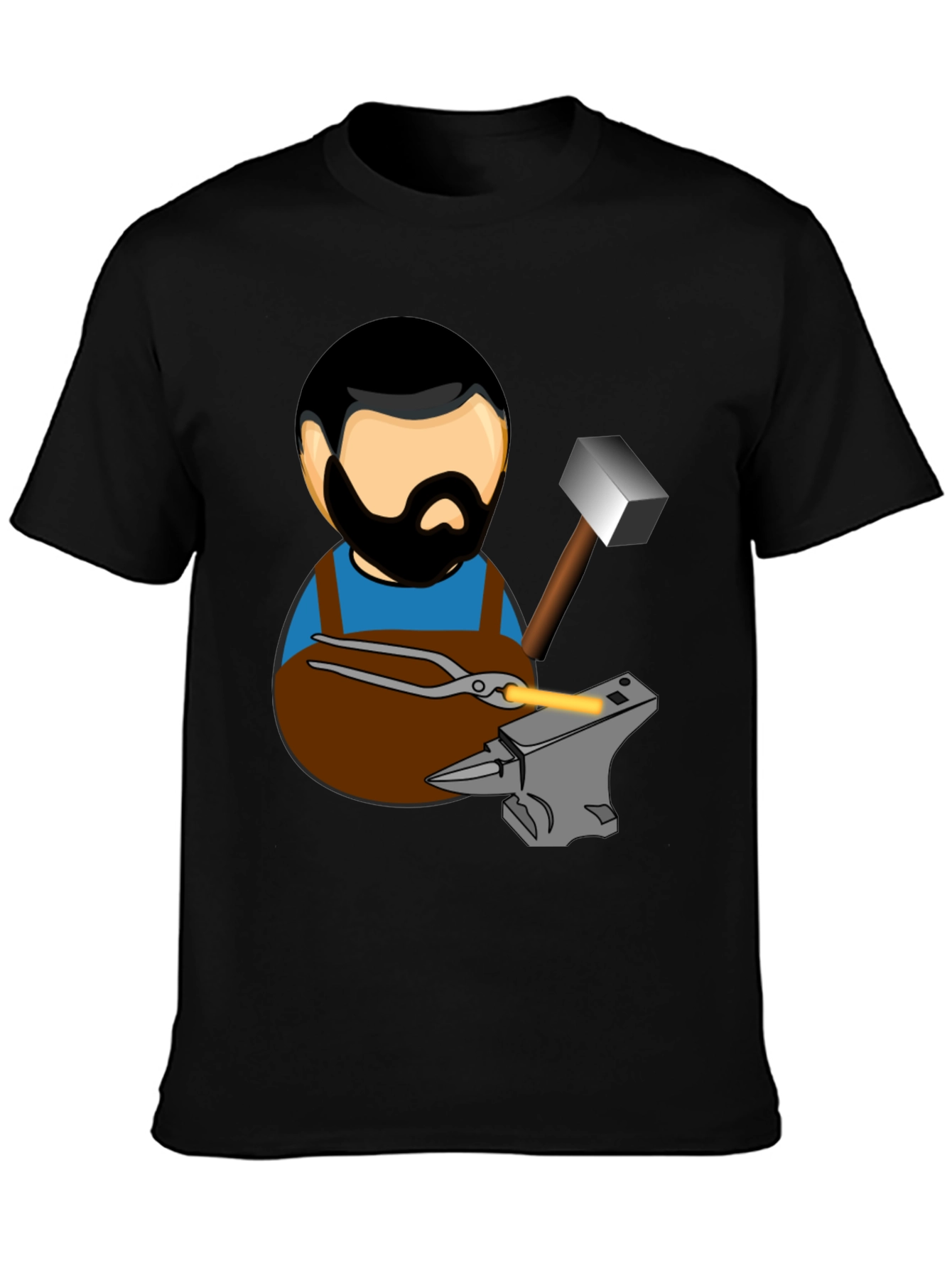 Black Blacksmith T-Shirt Cartoon Anvil Hammer Forge view 3