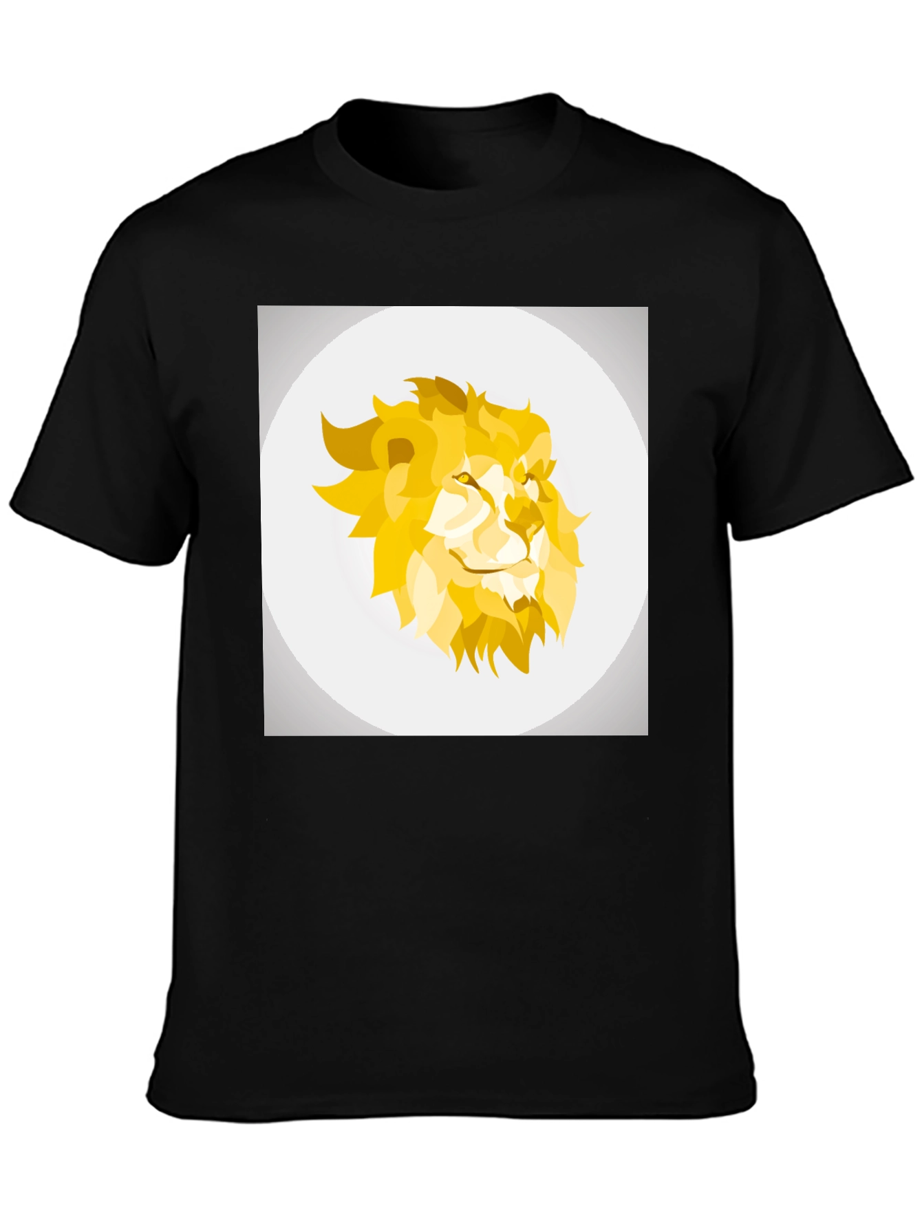 Black Geometric Lion Head Graphic Tee - Black view 3