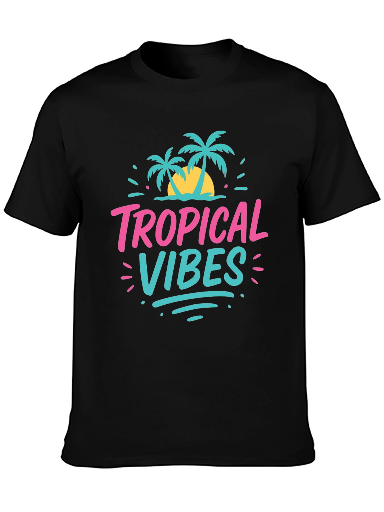Black Tropical Vibes Graphic Tee - Summer Ready! view 3