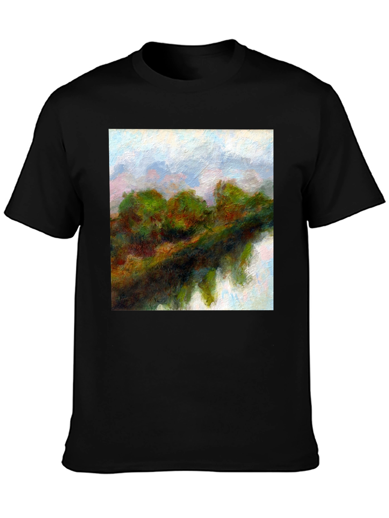 Black Abstract Landscape Graphic Tee view 3