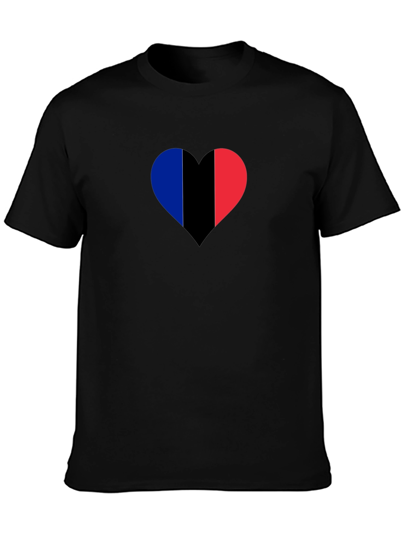 Black Heart France Flag Graphic Black T-Shirt view 3