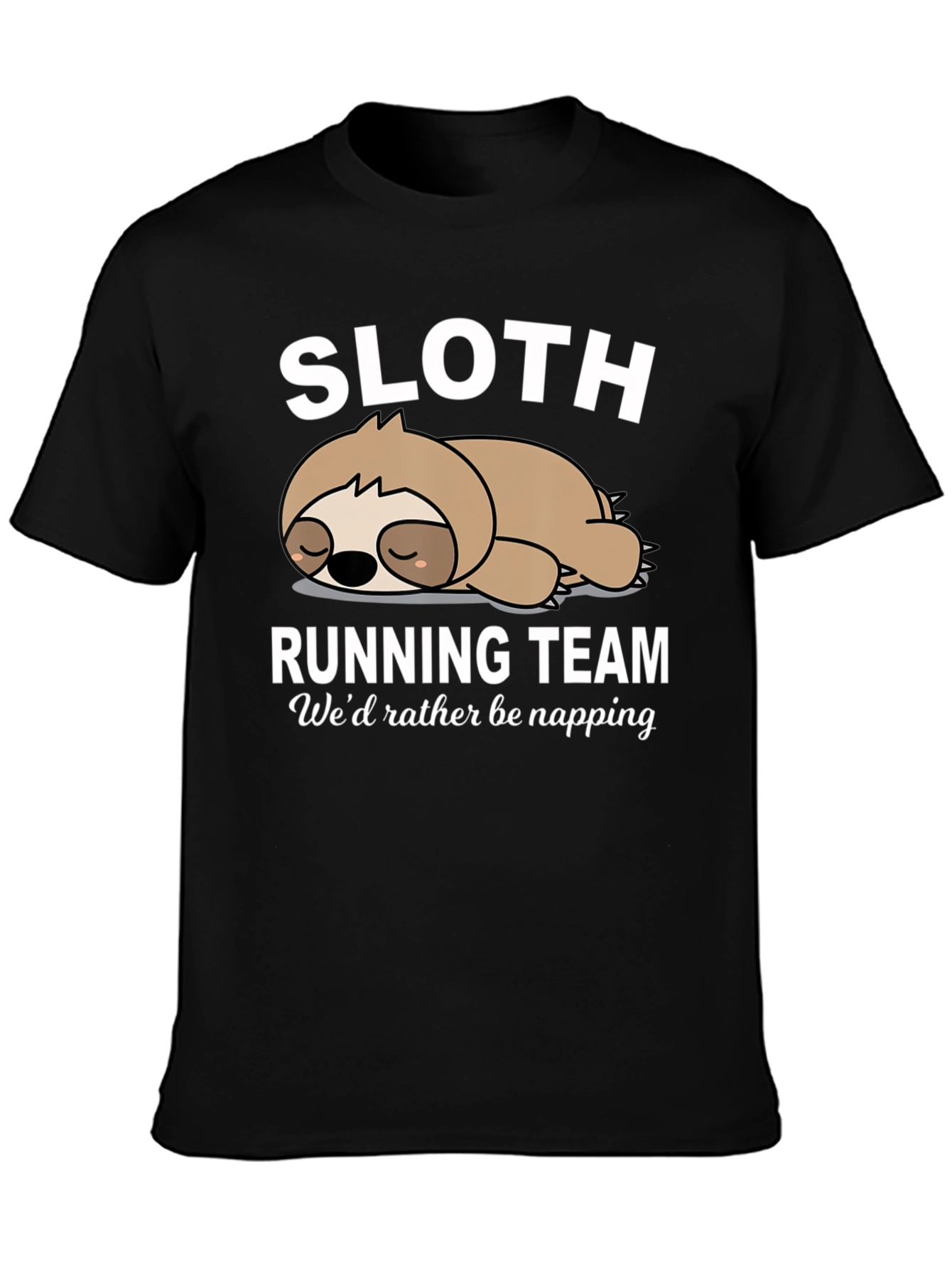Black Sloth Running Team Funny Graphic T-Shirt view 3