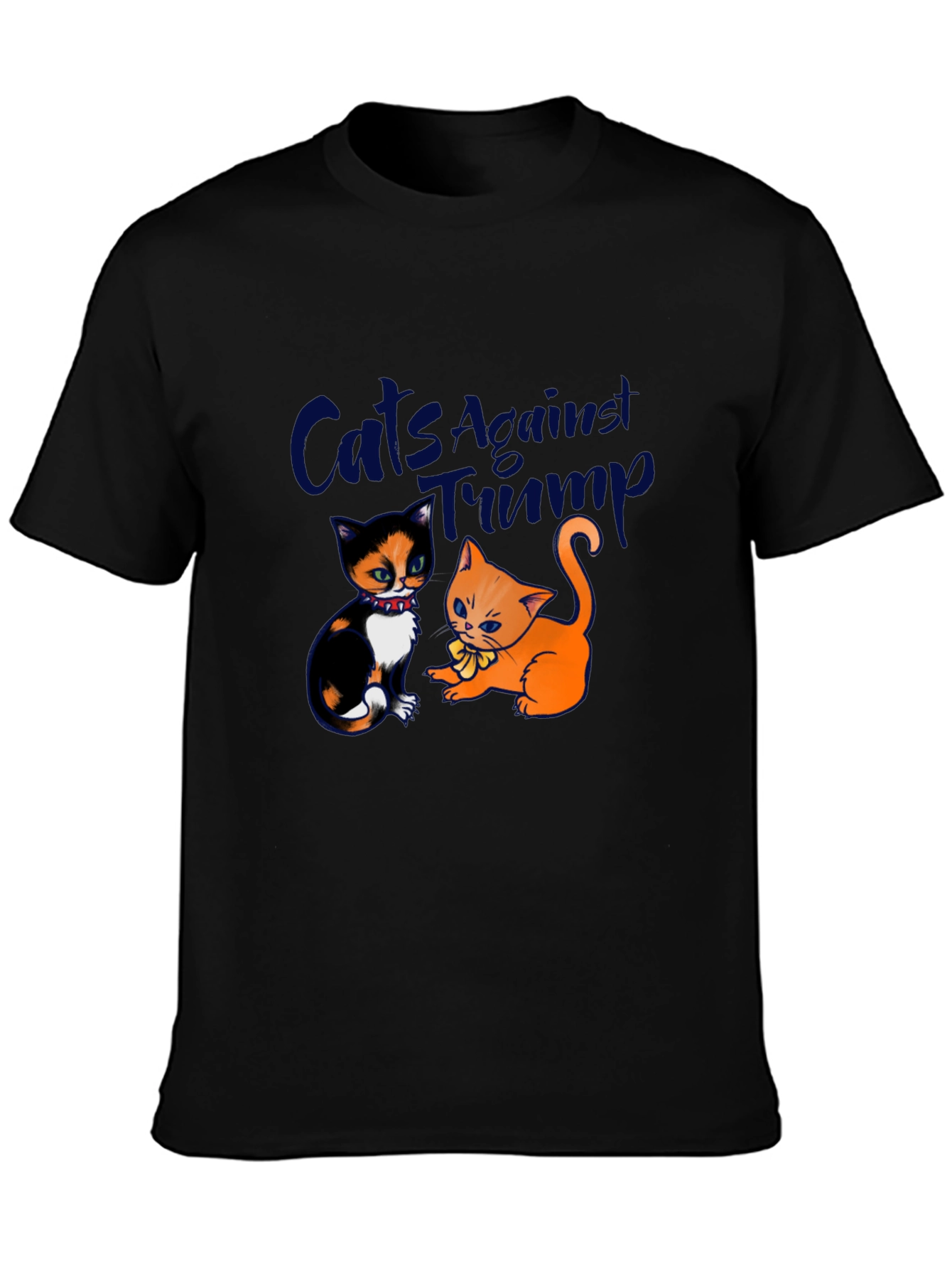 Black Cats Against Trump Novelty Graphic Tee view 3