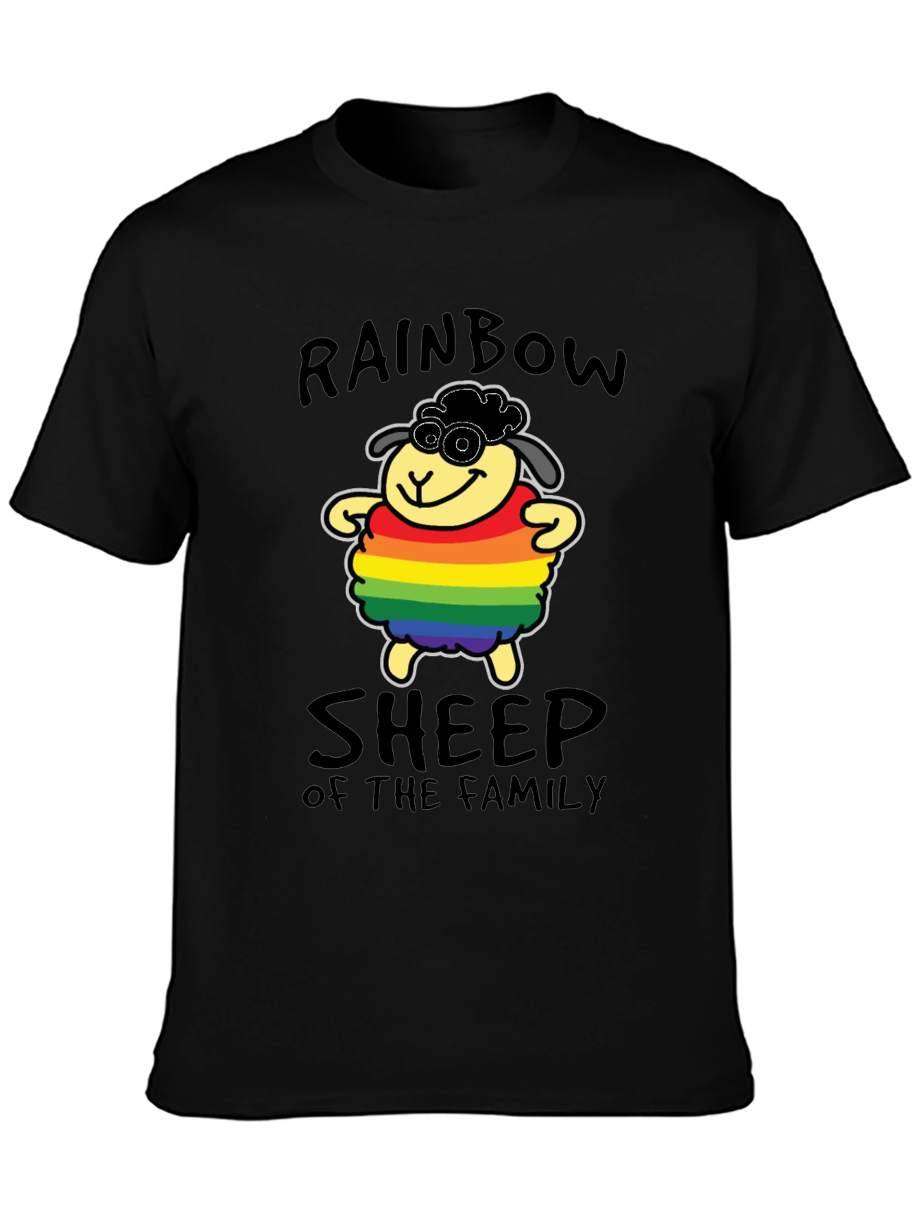 Black Rainbow Sheep Pride T-Shirt view 3