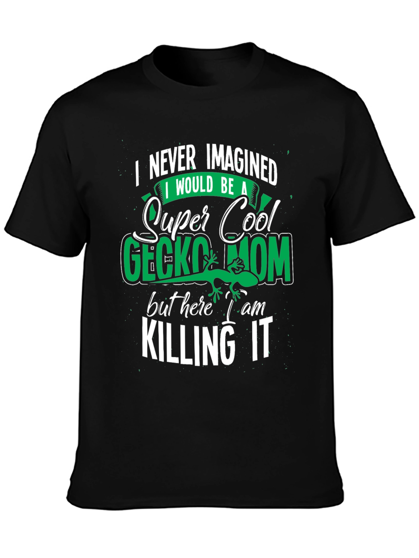 Black Super Cool Gecko Mom Graphic Tee view 3