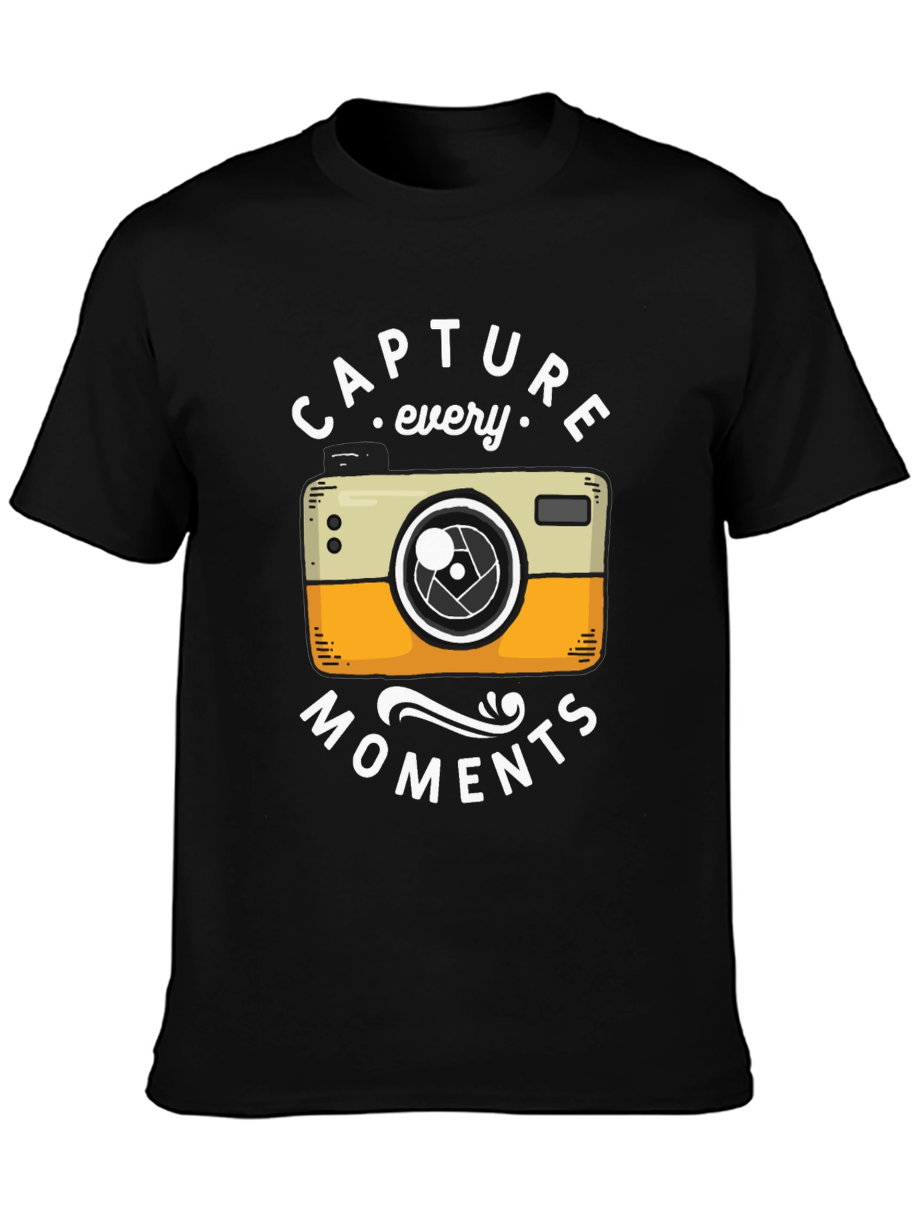 Black Capture Every Moment Camera Graphic T-Shirt view 3