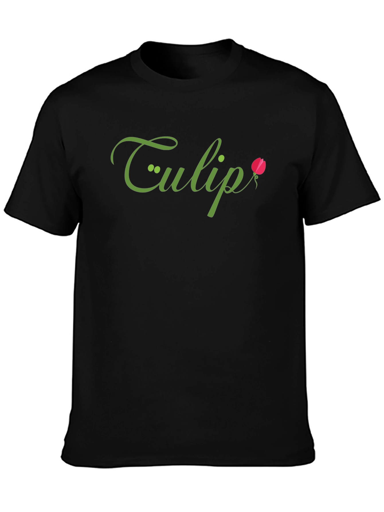 Black Tulip Graphic Black T-Shirt - Soft Cotton Blend view 3