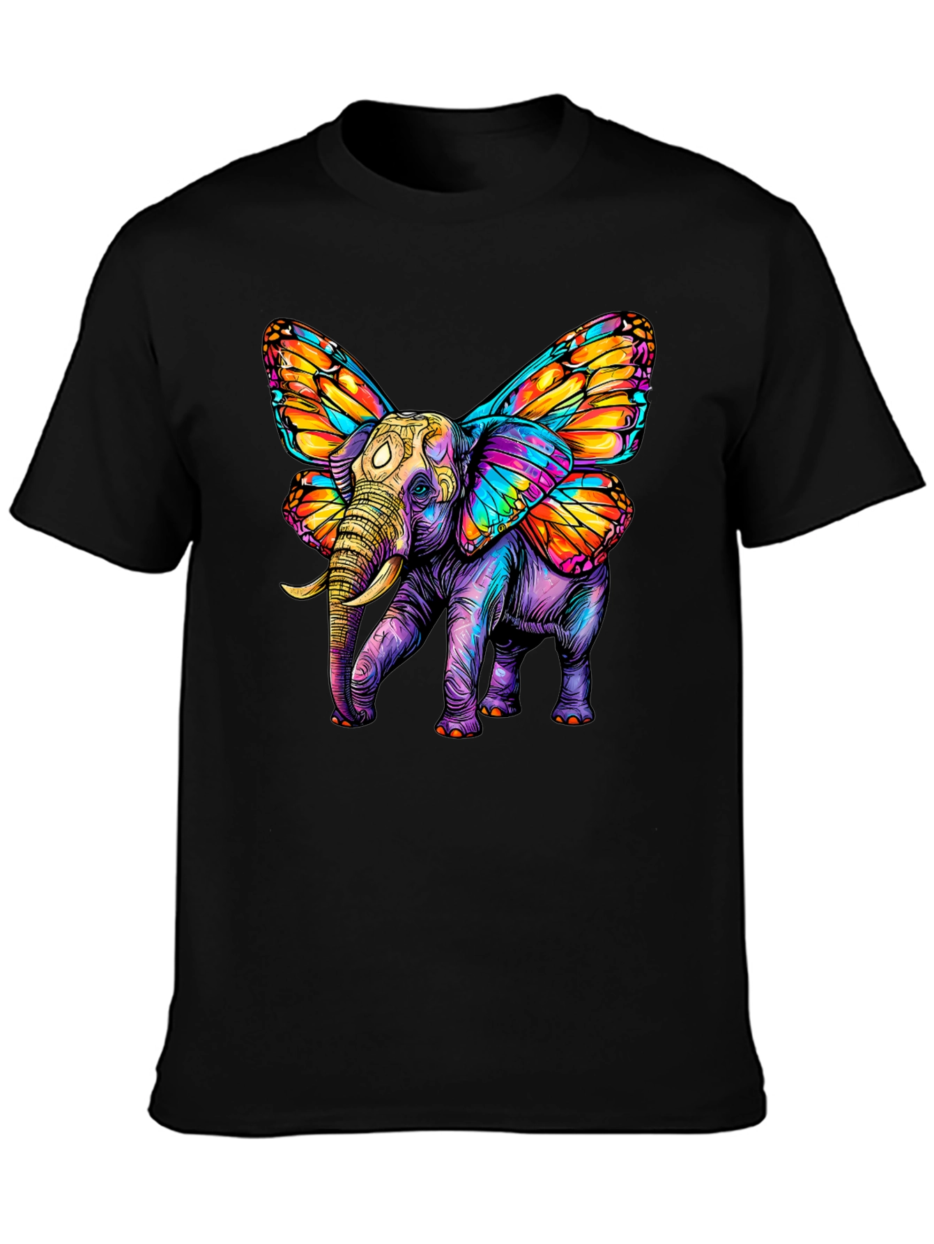 Black Butterfly Winged Elephant Graphic Tee view 3
