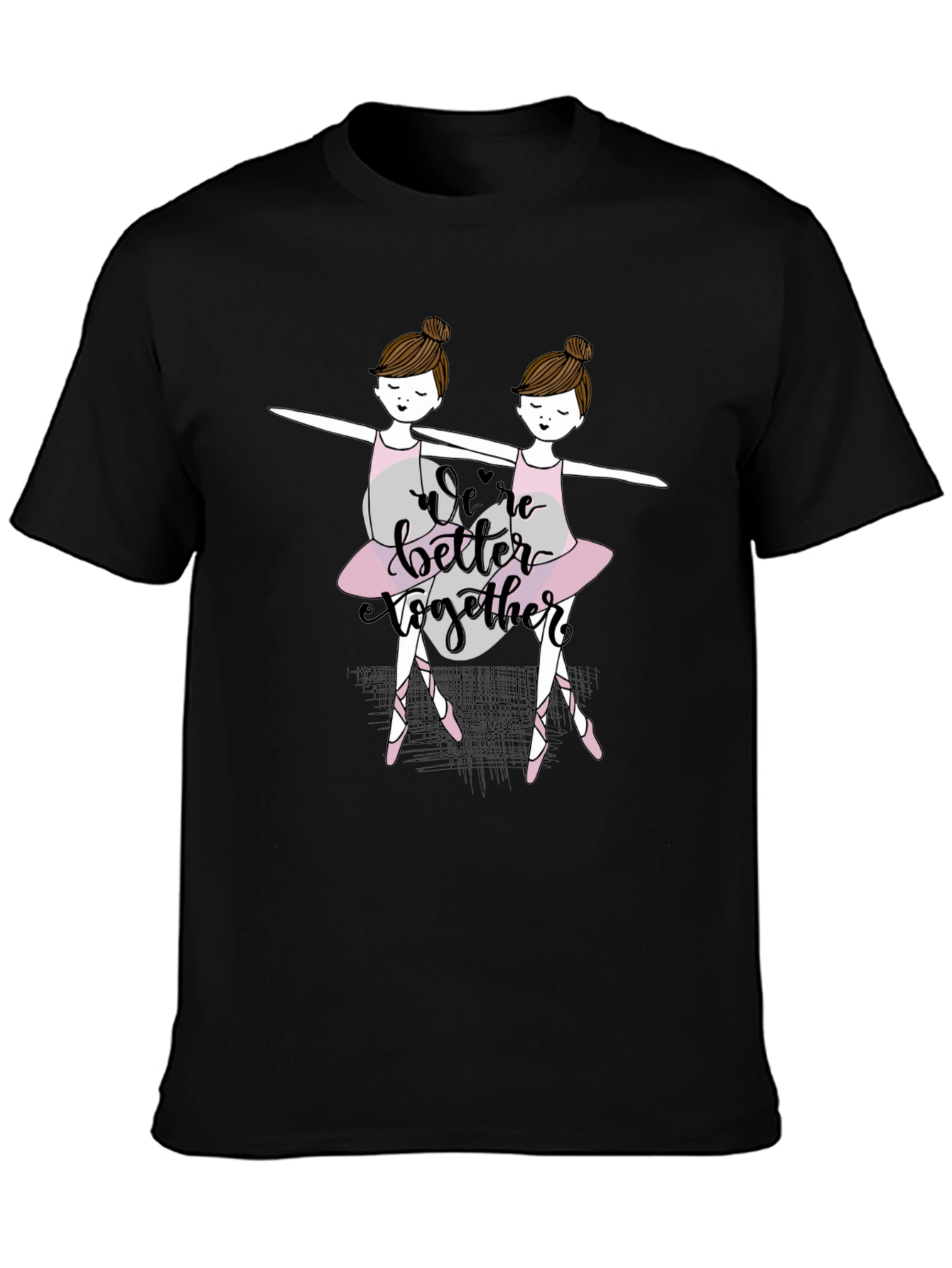 Black Ballerina Twin Dance Graphic T-Shirt view 3