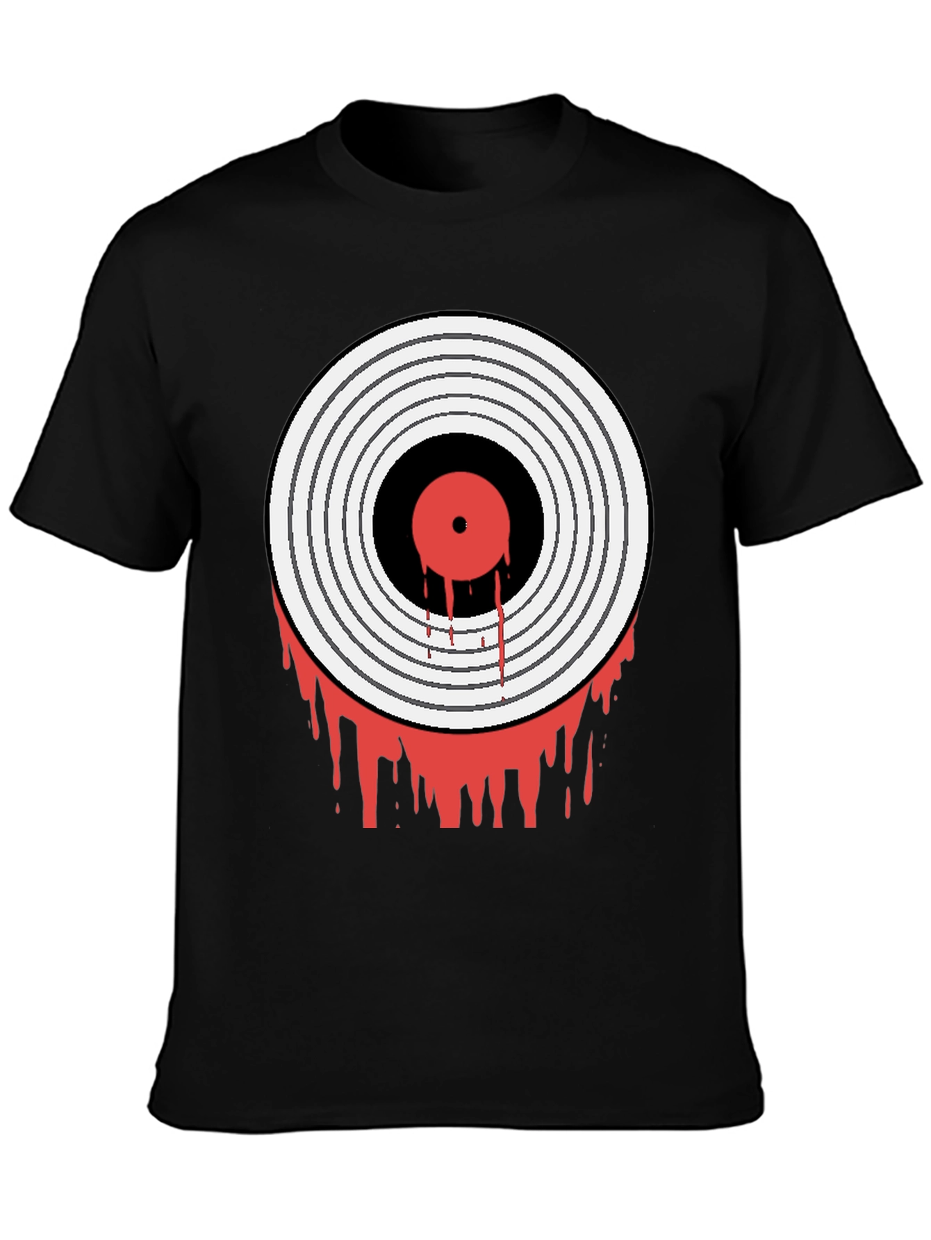 Black Bloody Vinyl Record Graphic Tee - Rock Music Shirt view 3