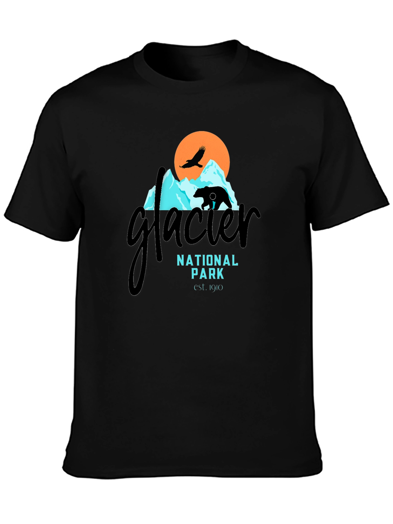 Black Glacier National Park Black T-Shirt view 3