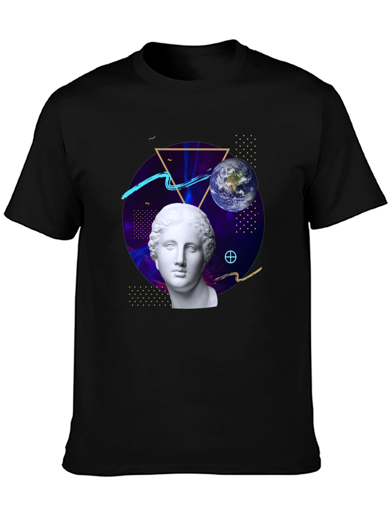 Black Cosmic Bust Tee - Unique Graphic Design T-Shirt view 3