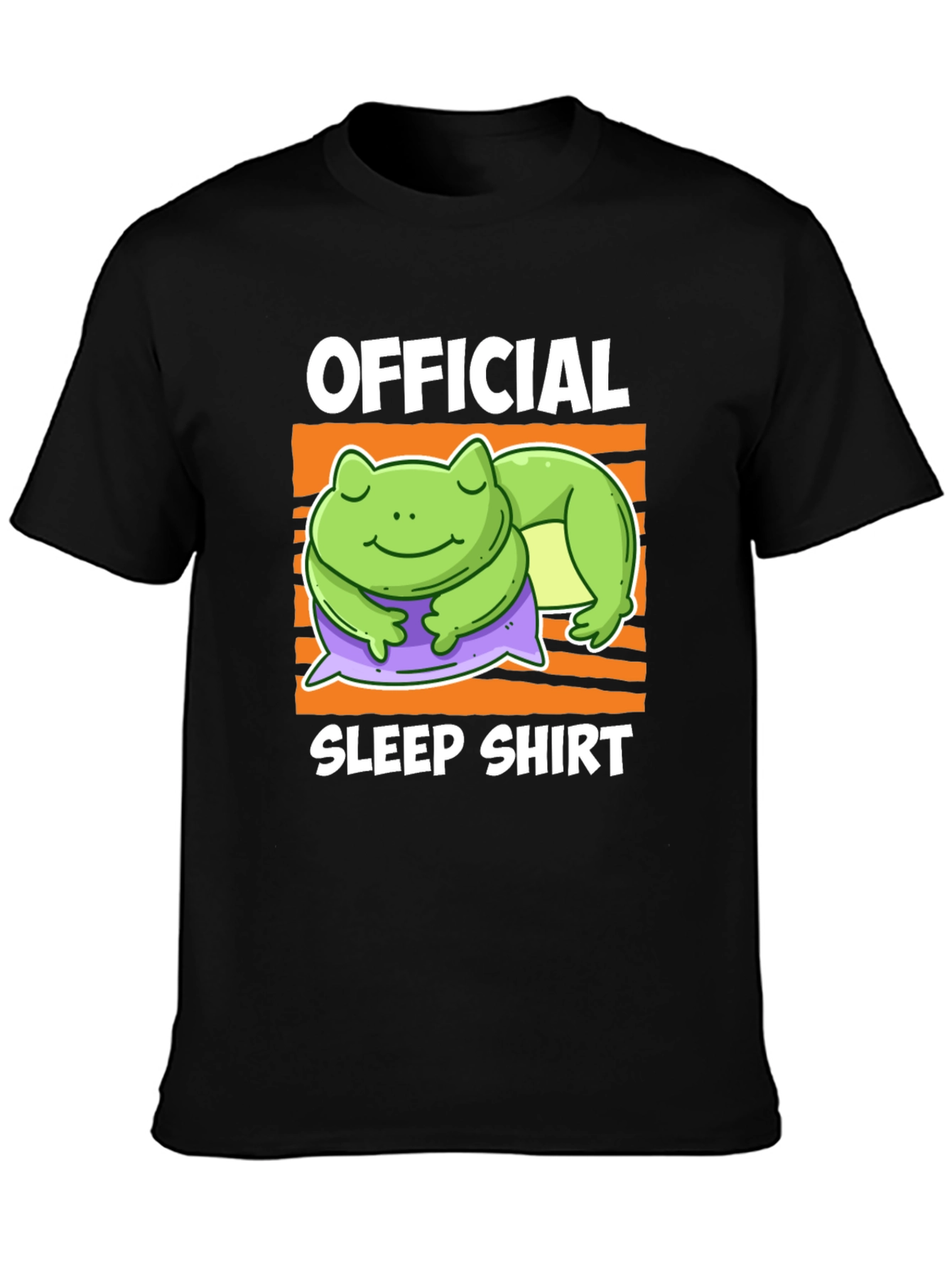 Black Official Sleep Shirt - Lazy Frog Graphic Tee view 3