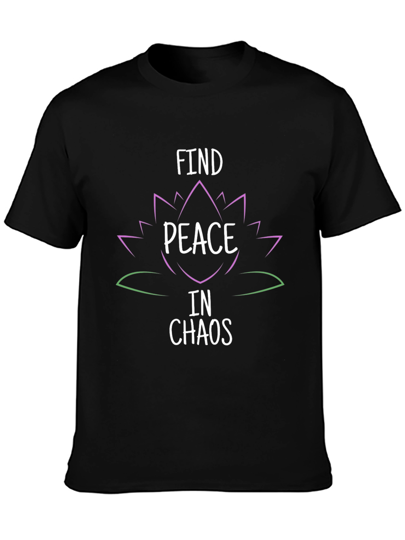 Black Find Peace in Chaos Graphic Tee - Black Cotton T-Shirt view 3