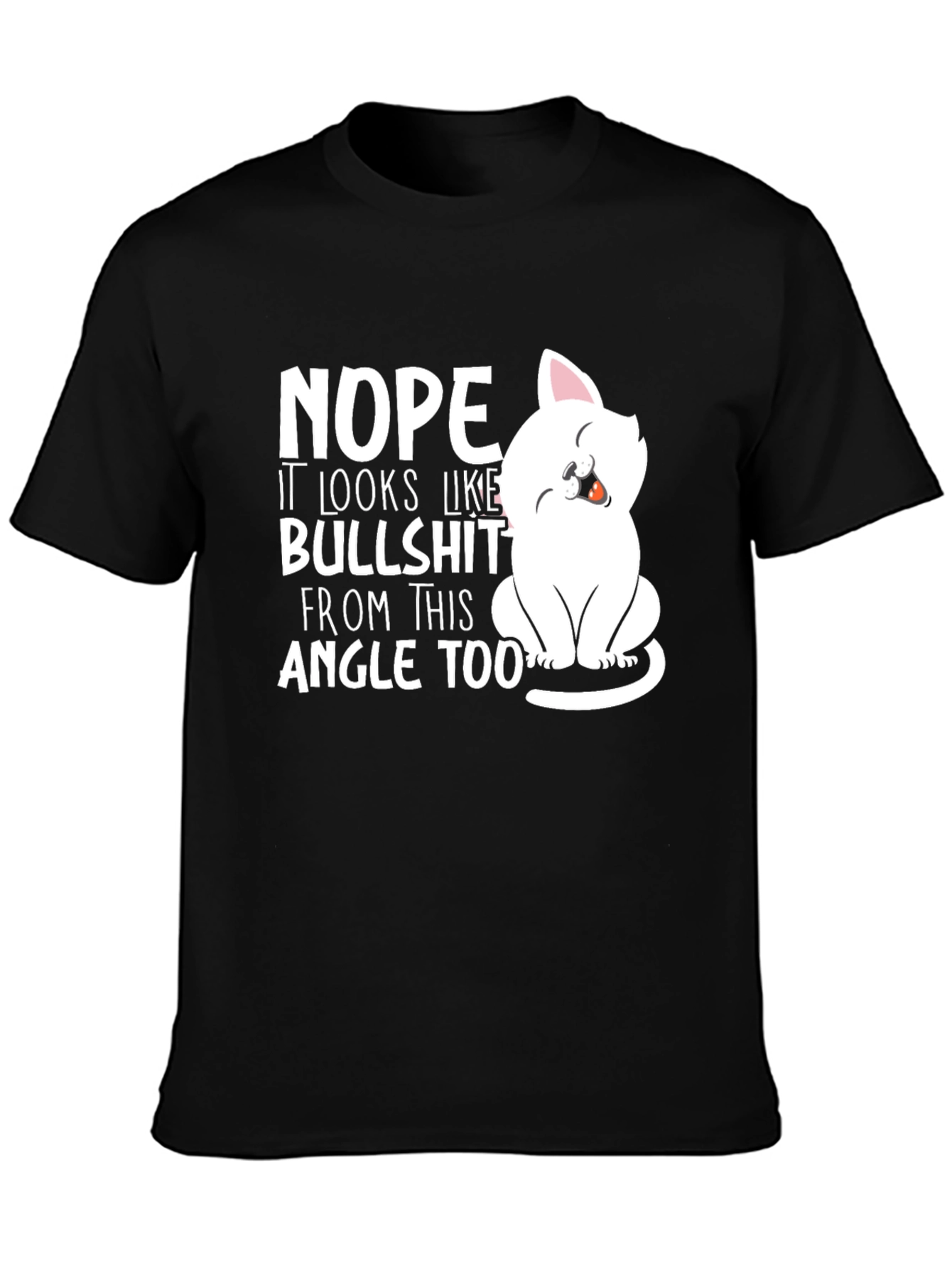 Black Funny Cat Graphic T-Shirt - Nope, Sarcastic Humor Tee view 3