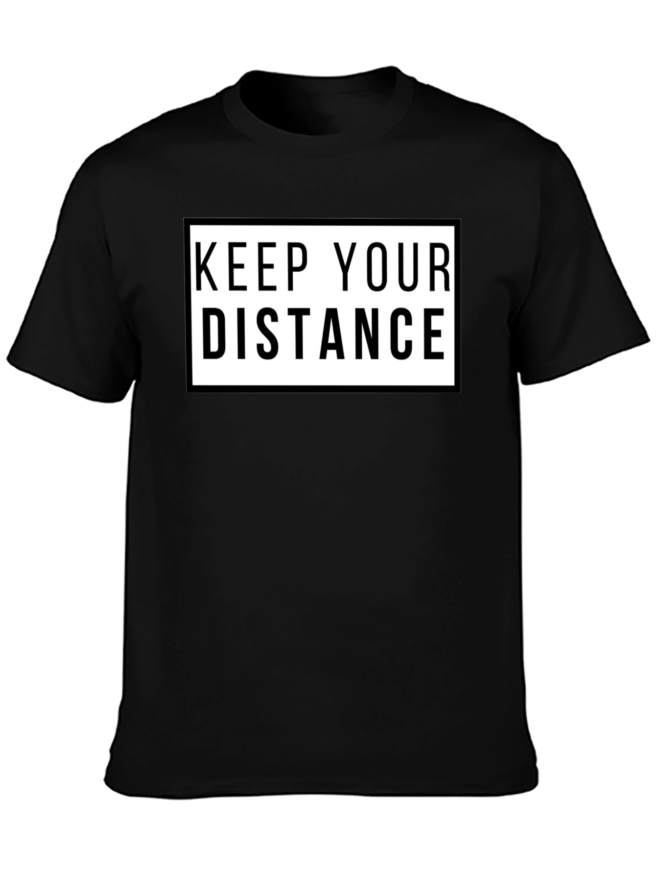 Black Keep Your Distance Graphic Tee - Black view 3