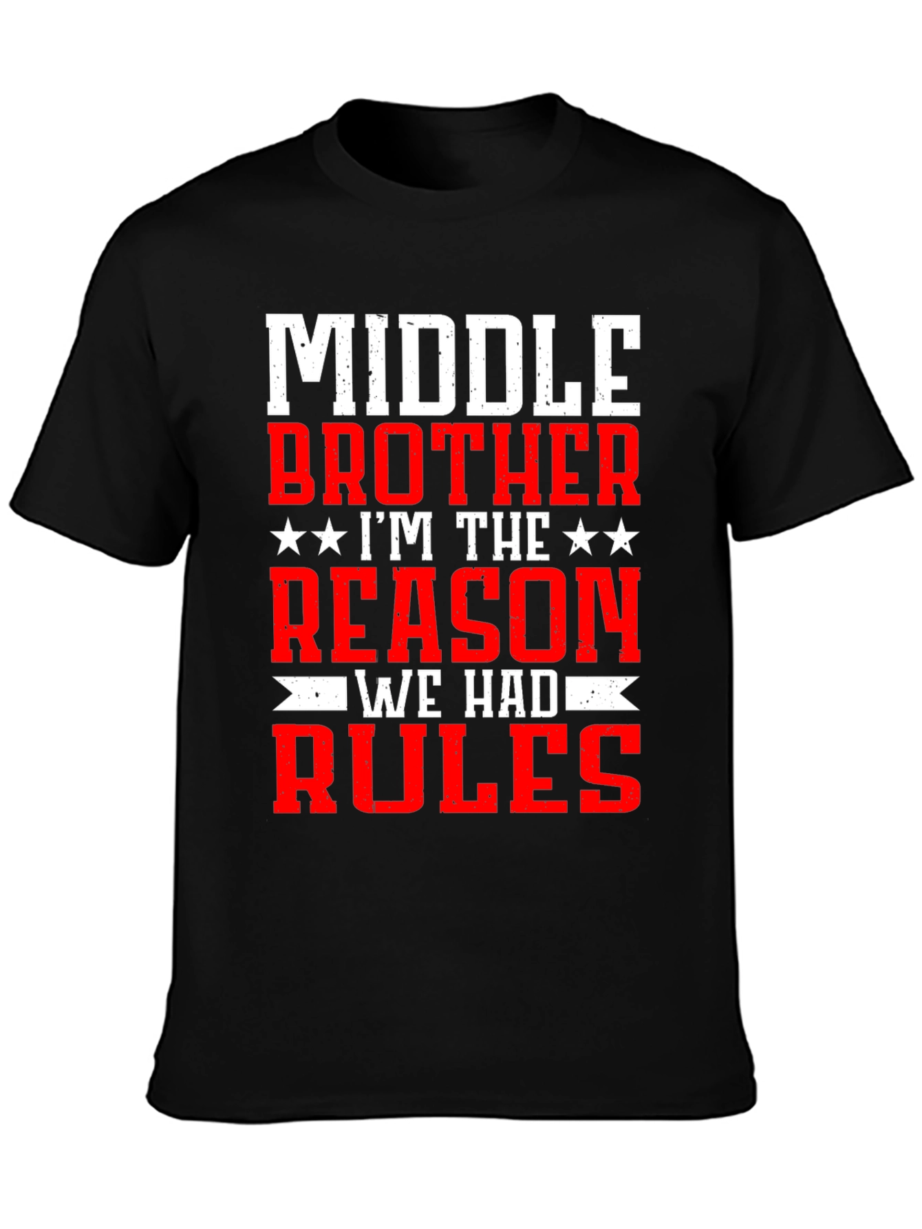Black Middle Brother Reason Rules T-Shirt view 3