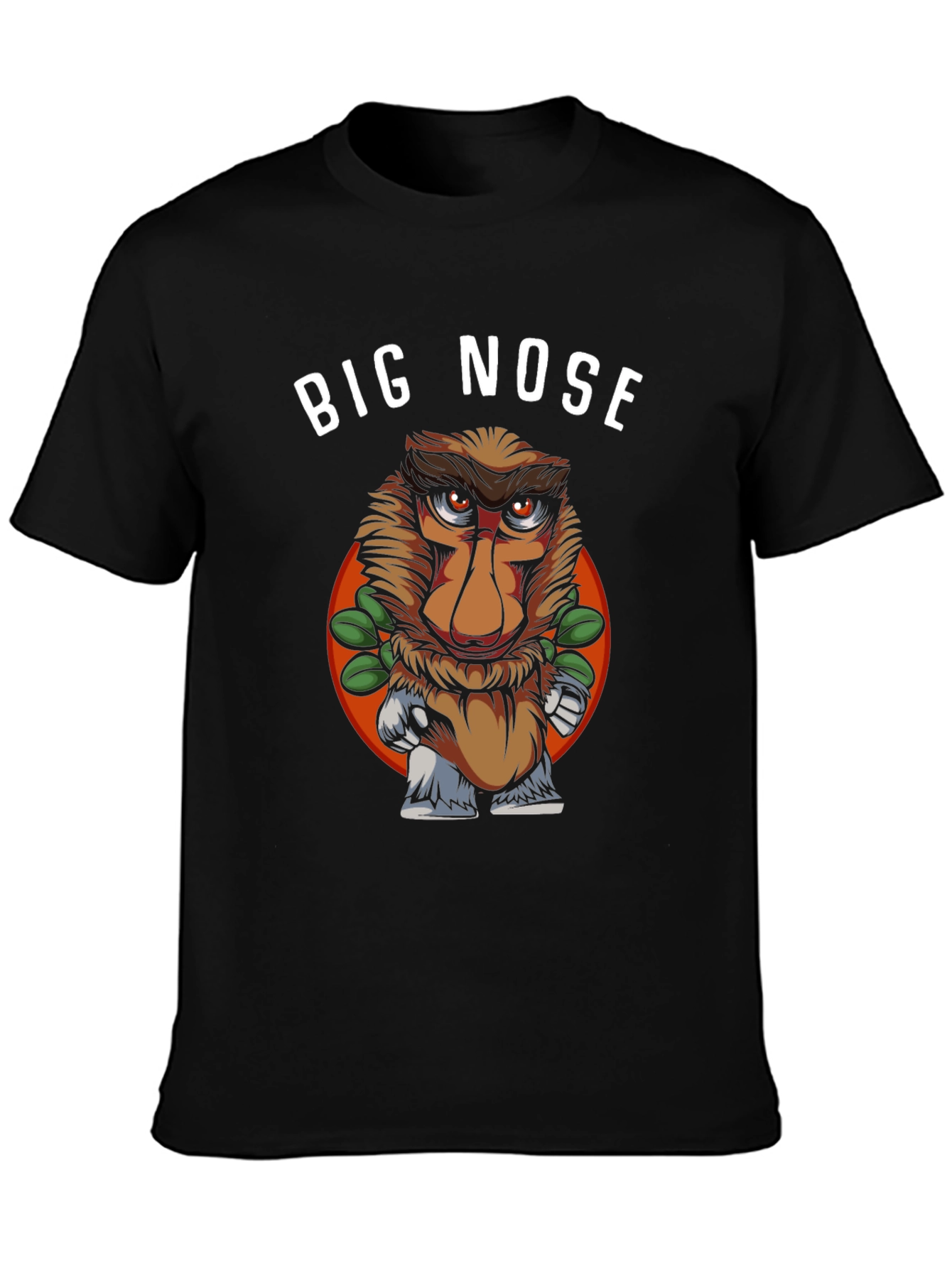 Black Big Nose Monkey Graphic T-Shirt - Unique Humor Tee view 3