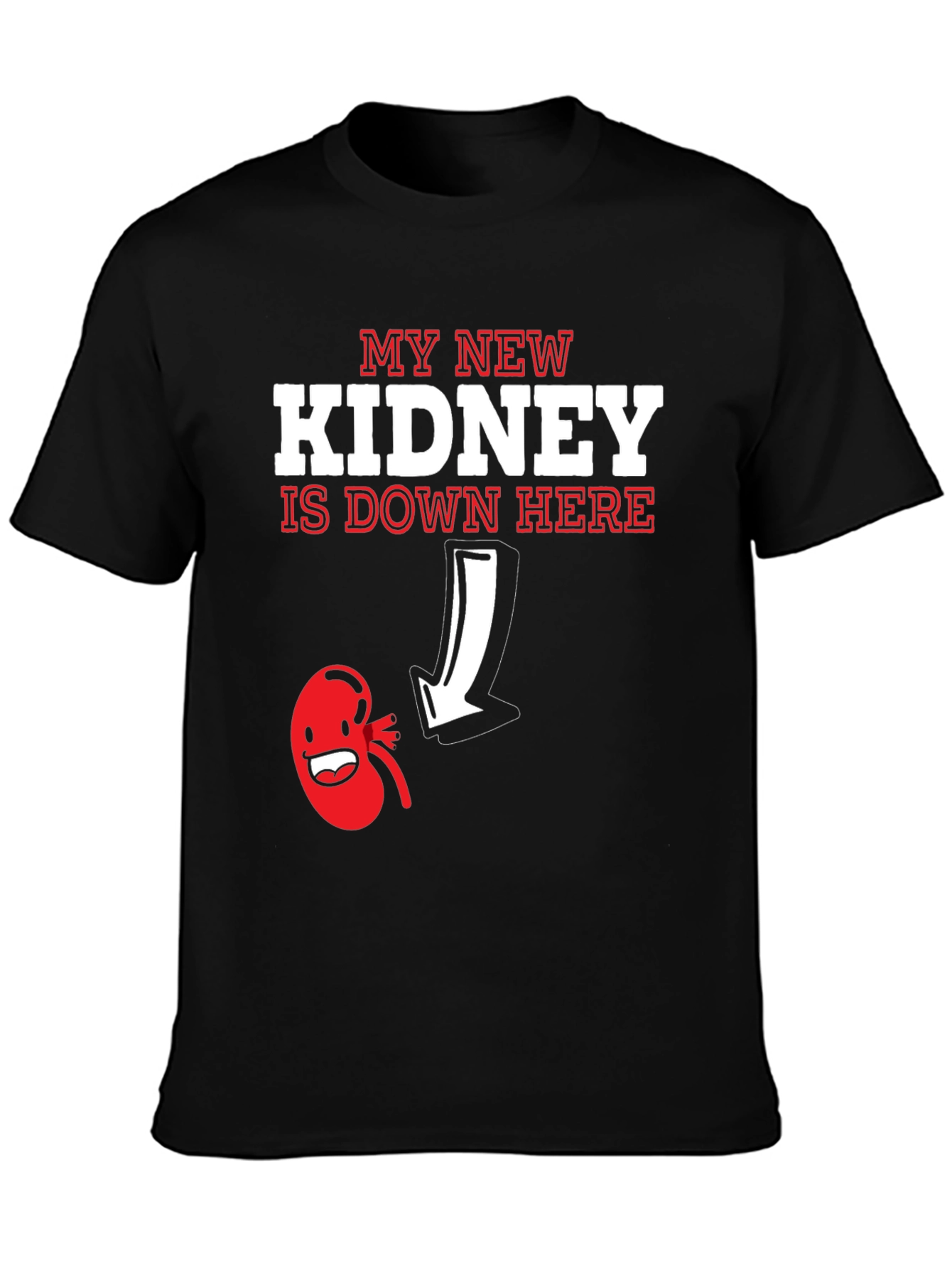 Black New Kidney T-Shirt - Funny Transplant Gift view 3