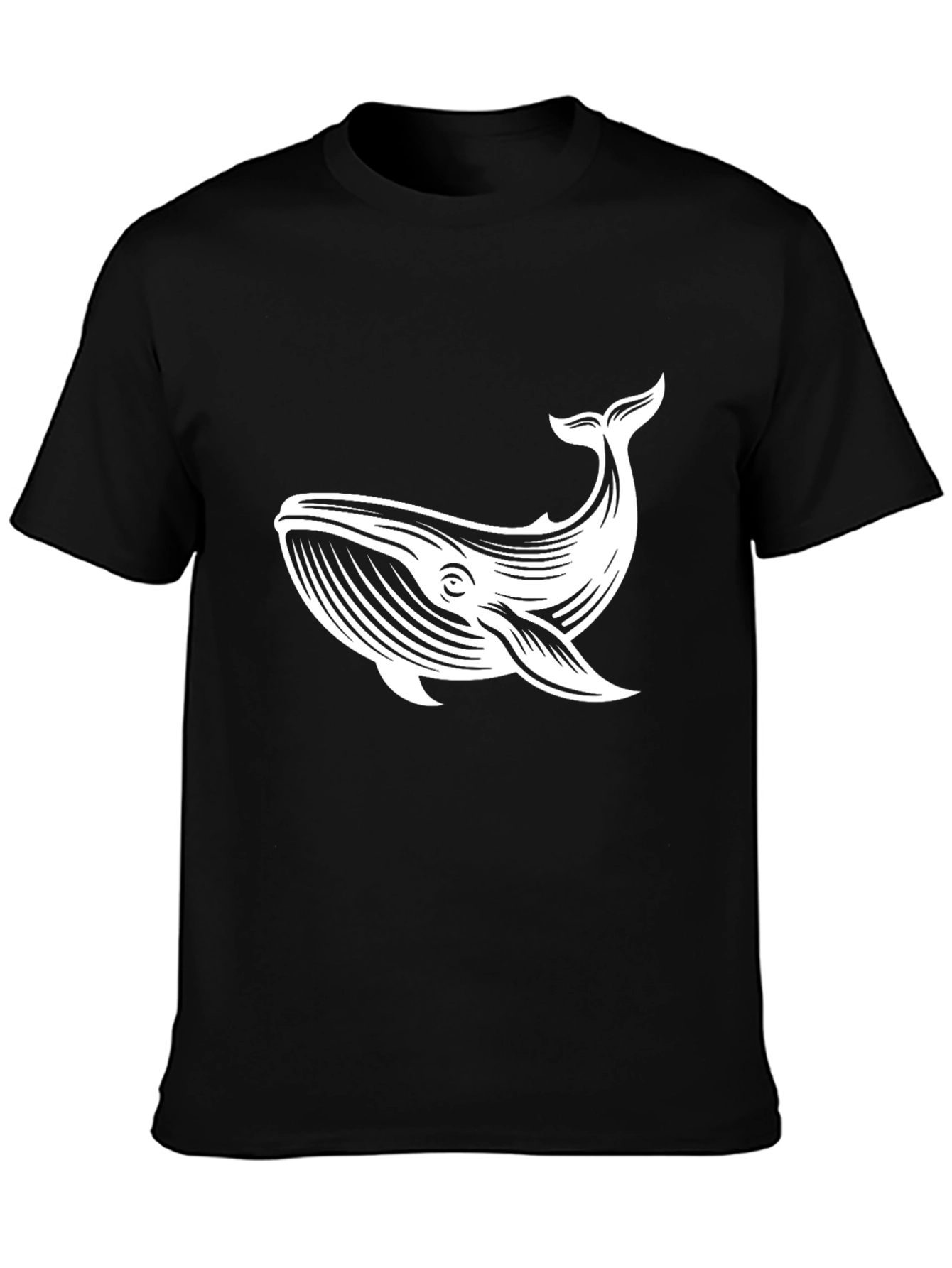 Black Whale Graphic Tee - Black Cotton Blend Casual T-Shirt view 3