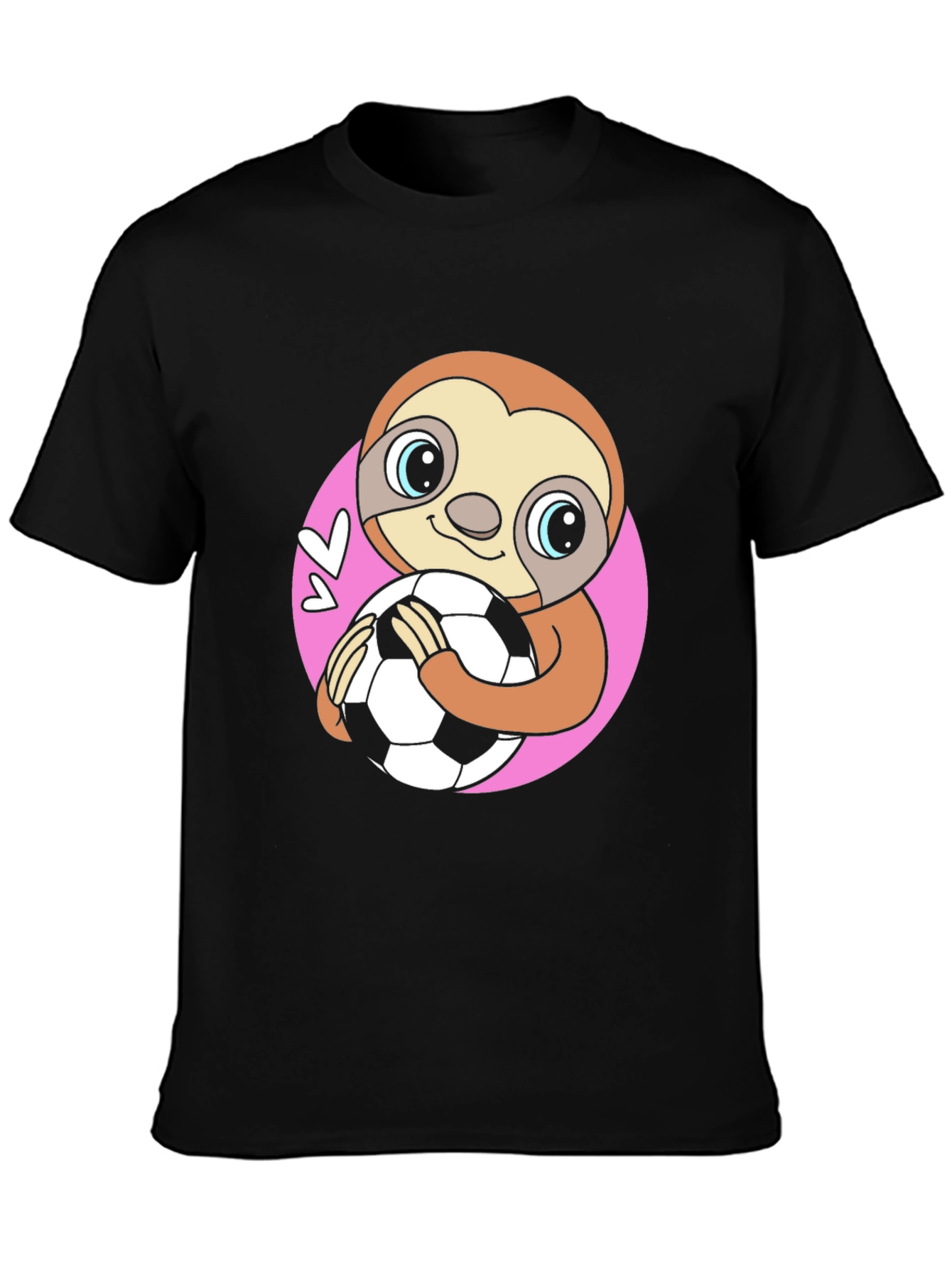 Black Sloth Soccer Fan T-Shirt - Cute Animal Tee view 3