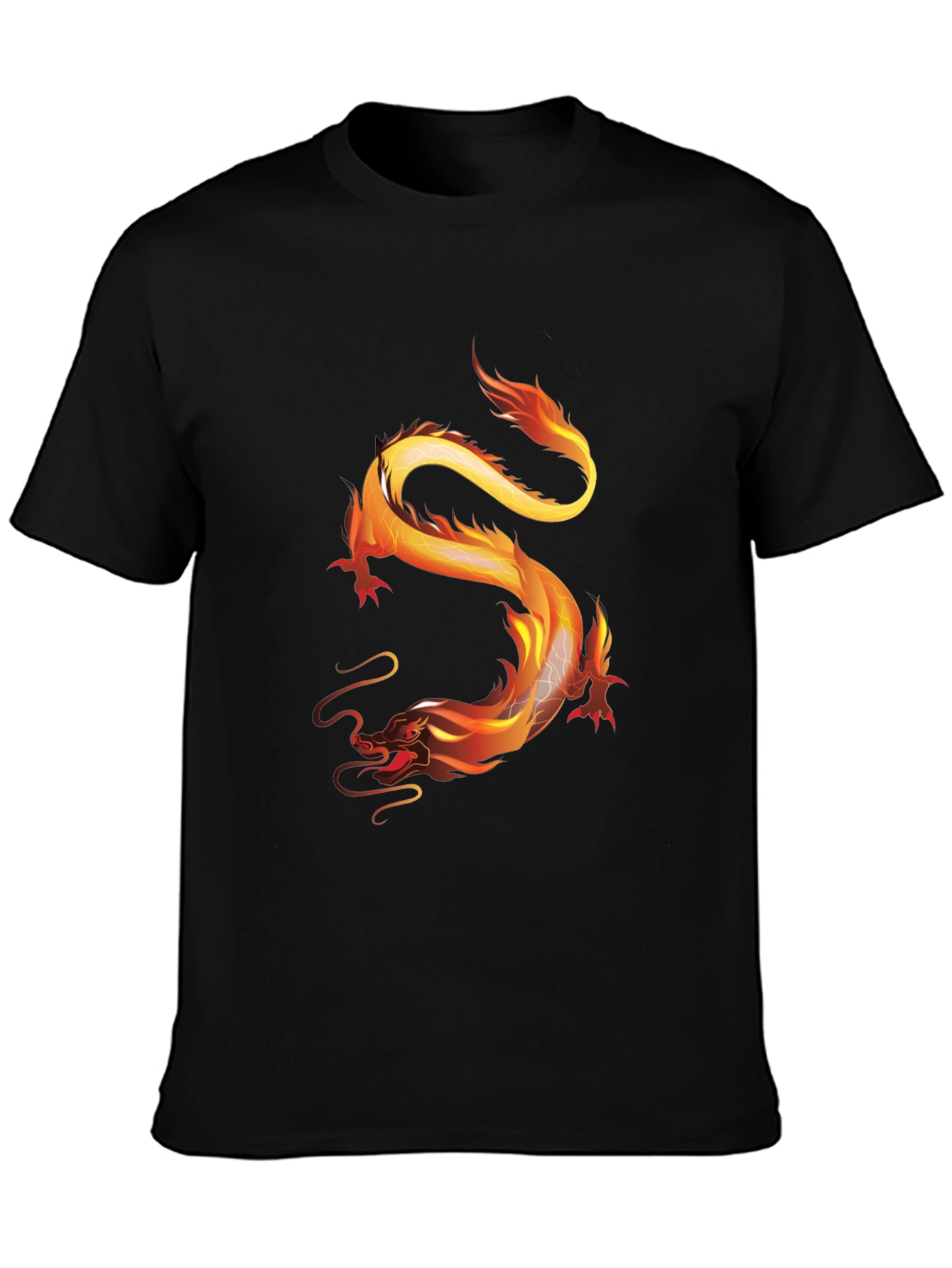 Black Fiery Dragon Graphic Tee - Black view 3