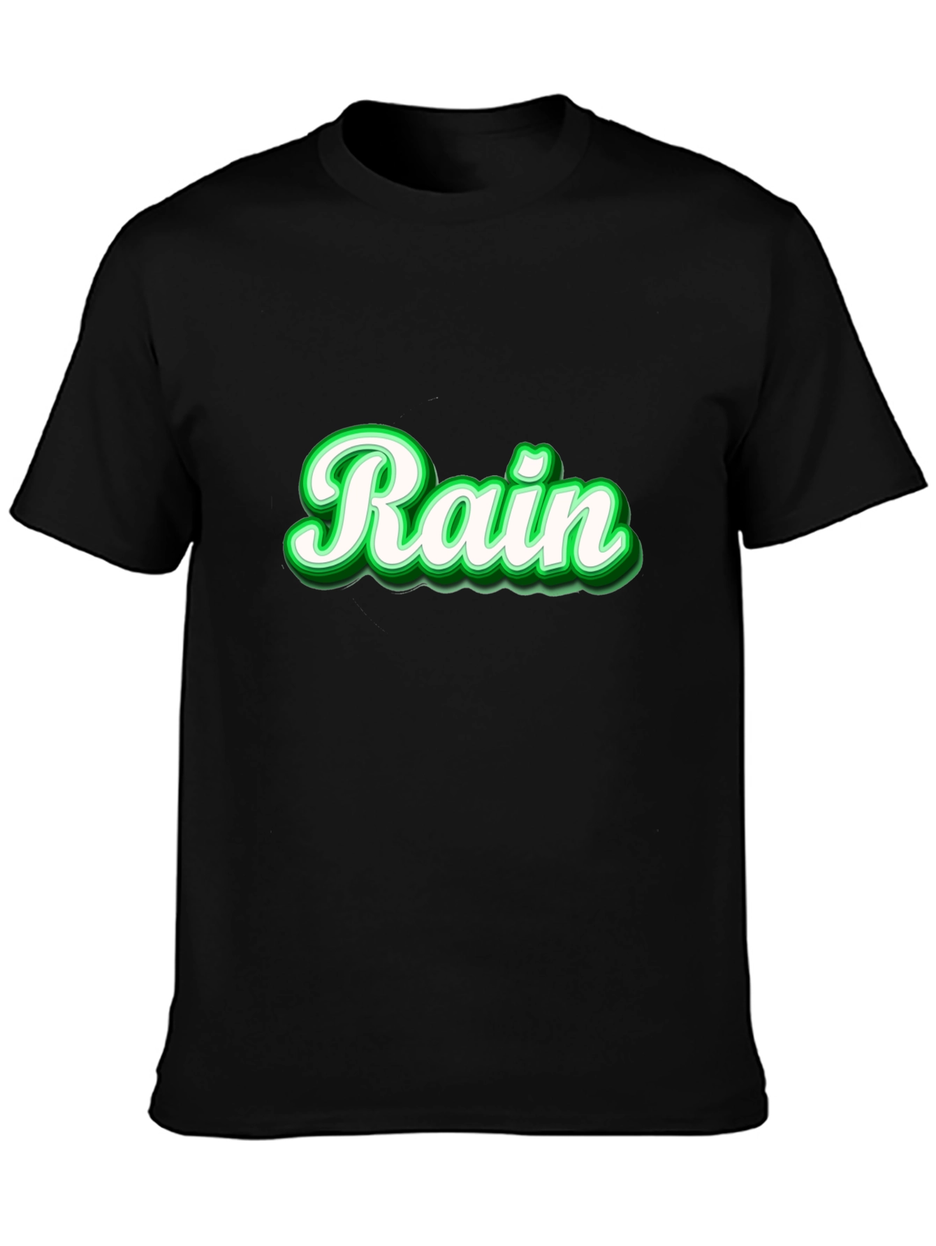 Black Stylish Black T-Shirt with 'Rain' Graphic view 3