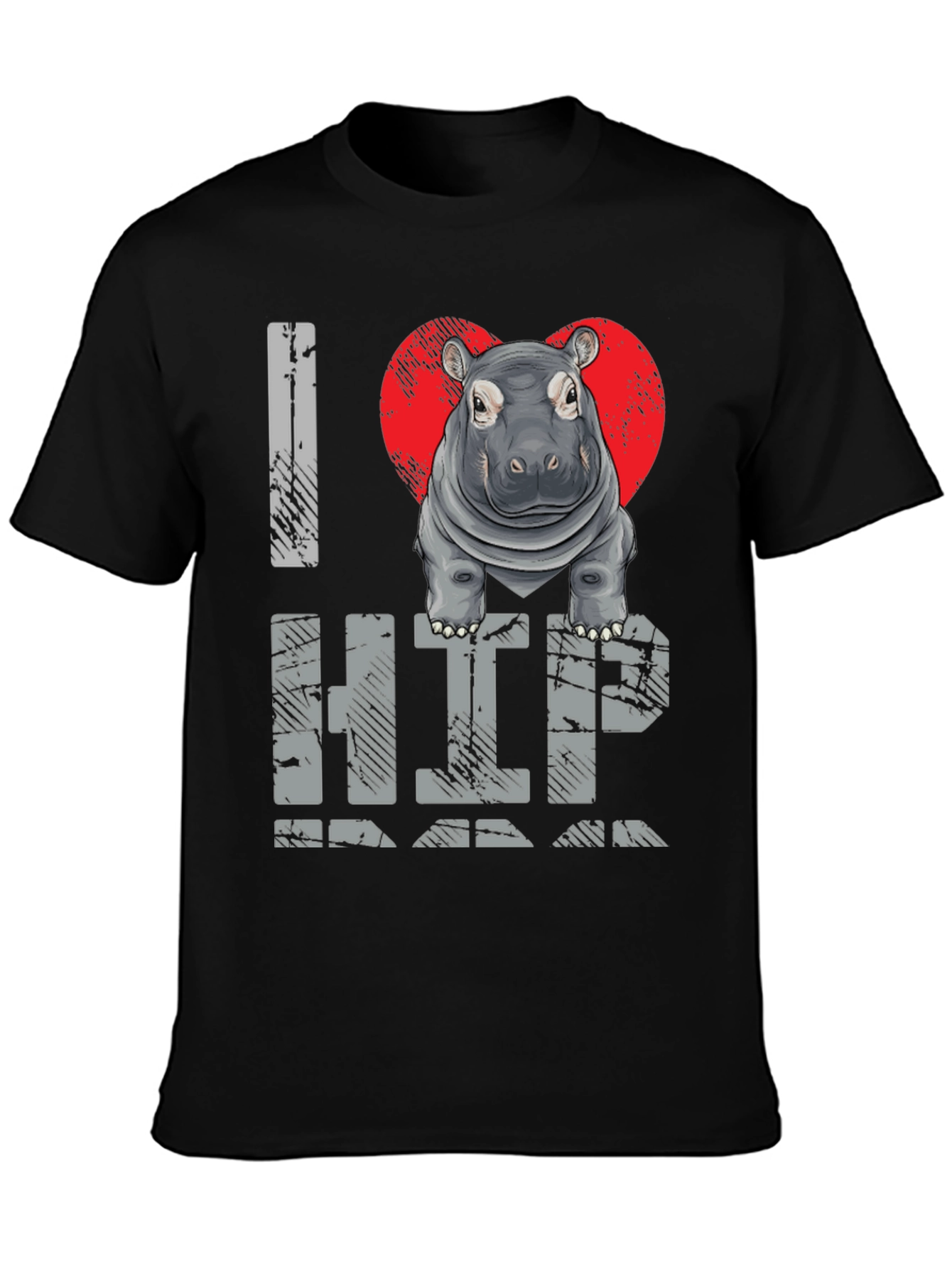 Black I Heart Hippo T-Shirt - Unisex Graphic Tee view 3