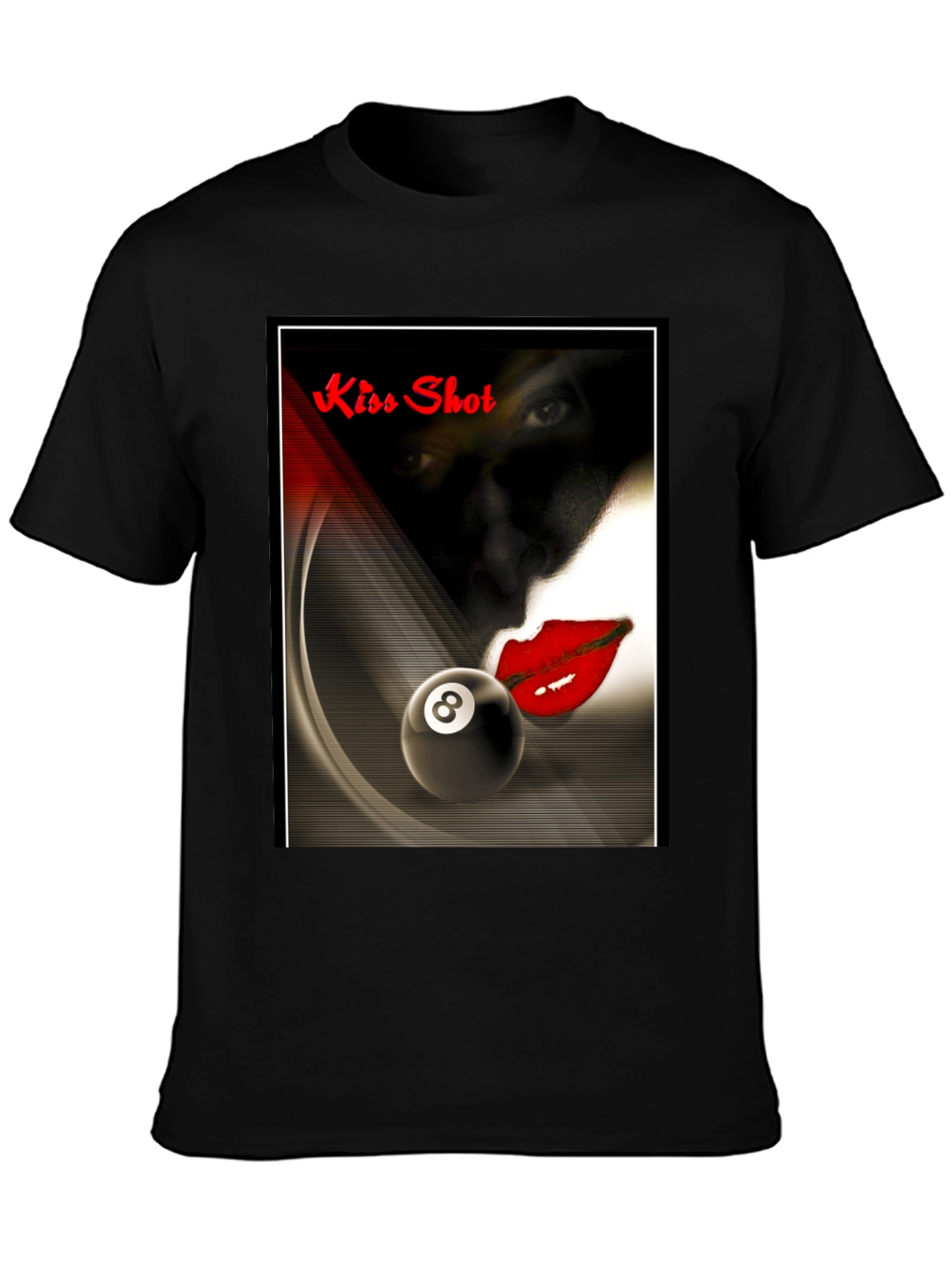 Black Kiss Shot Graphic T-Shirt - Billiards Themed Tee view 3