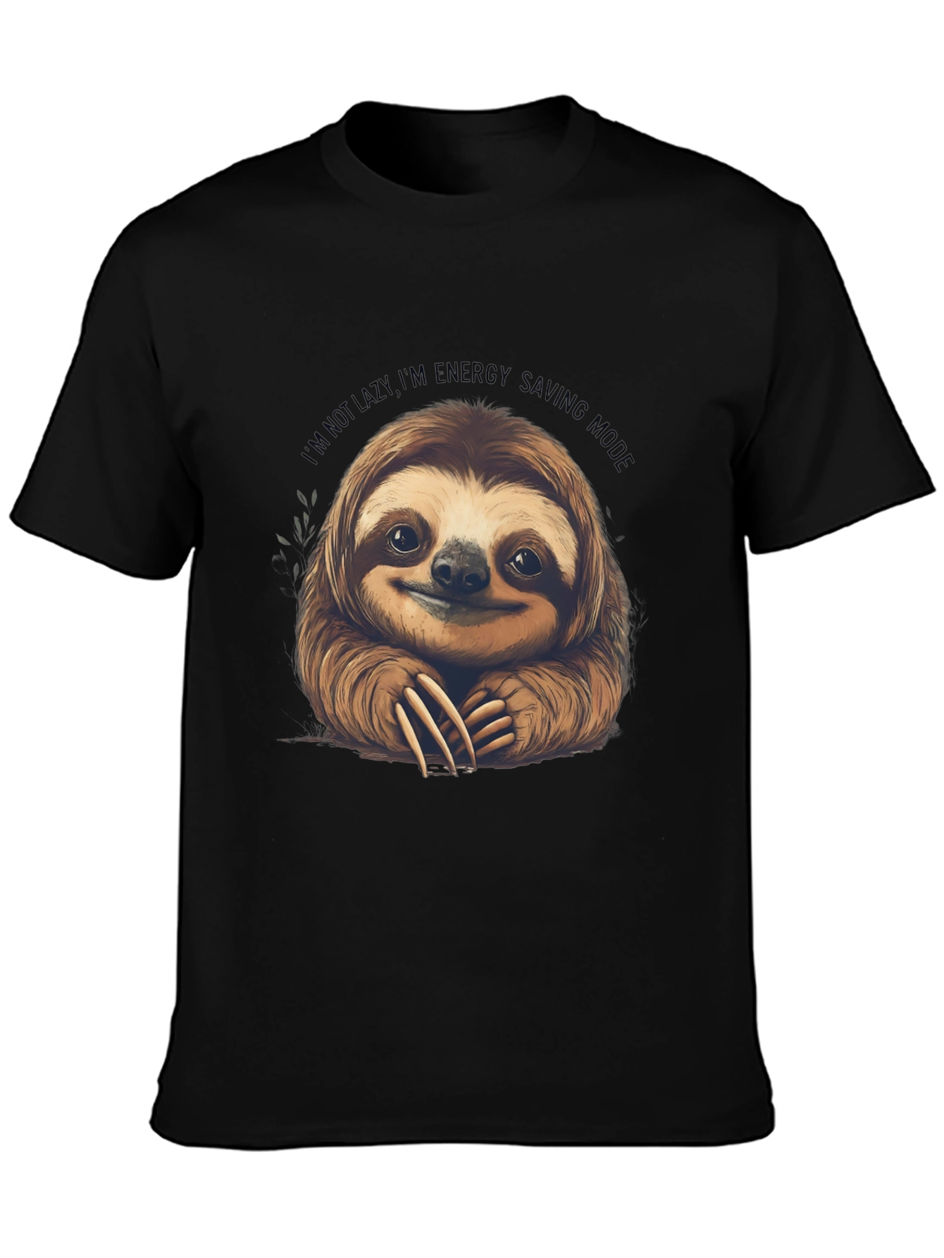 Black Sloth Energy Saving Mode Graphic Tee view 3