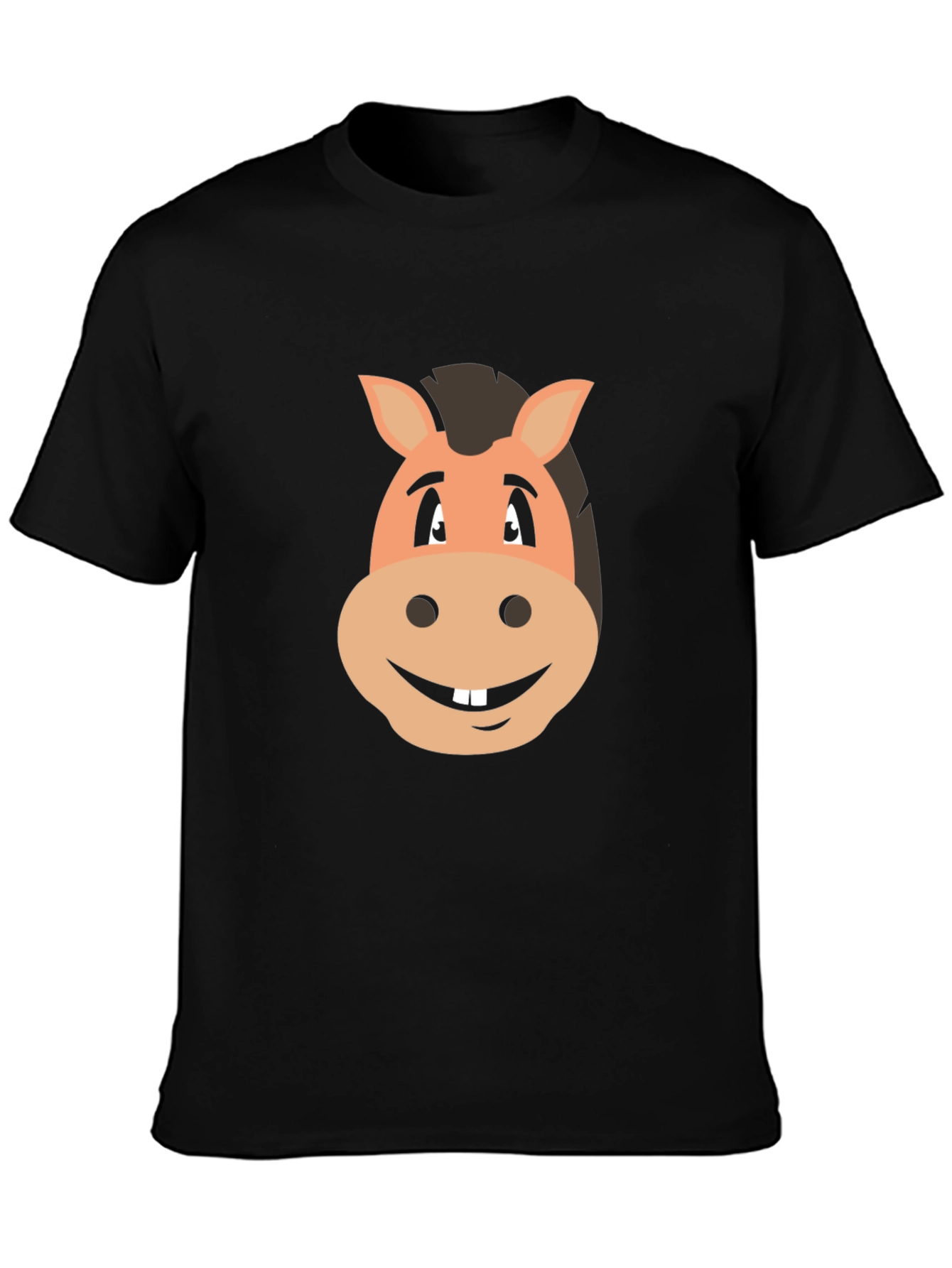 Black Funny Horse Cartoon Graphic Tee view 3