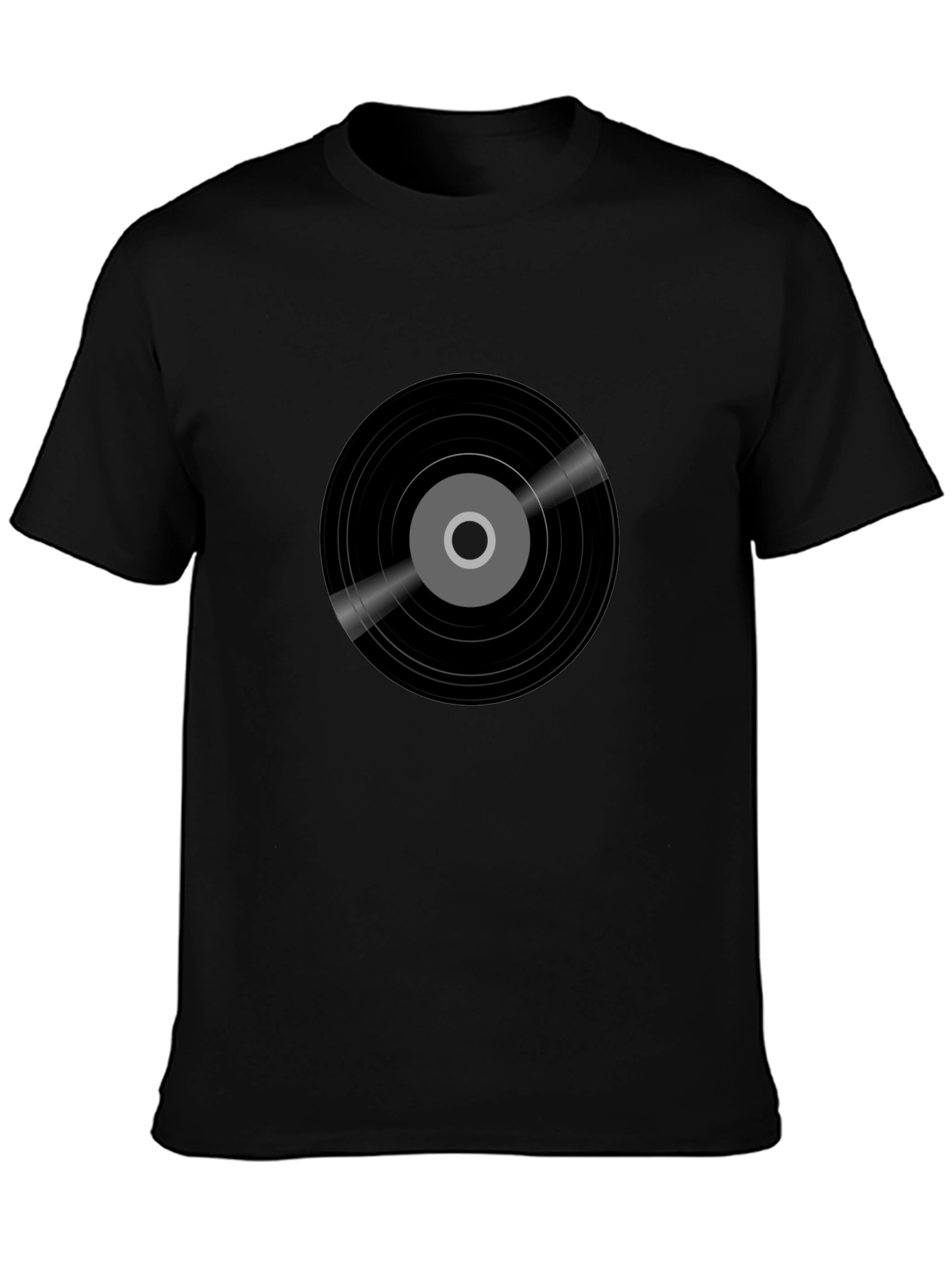Black Retro Vinyl Record Graphic Tee - Black view 3