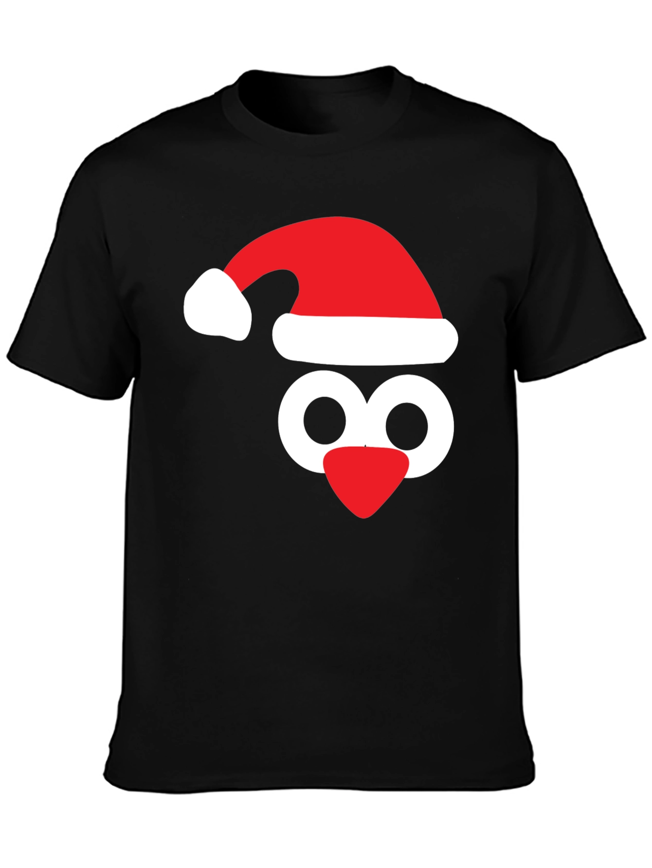 Black Festive Penguin Tee - Santa Hat Holiday Shirt view 3
