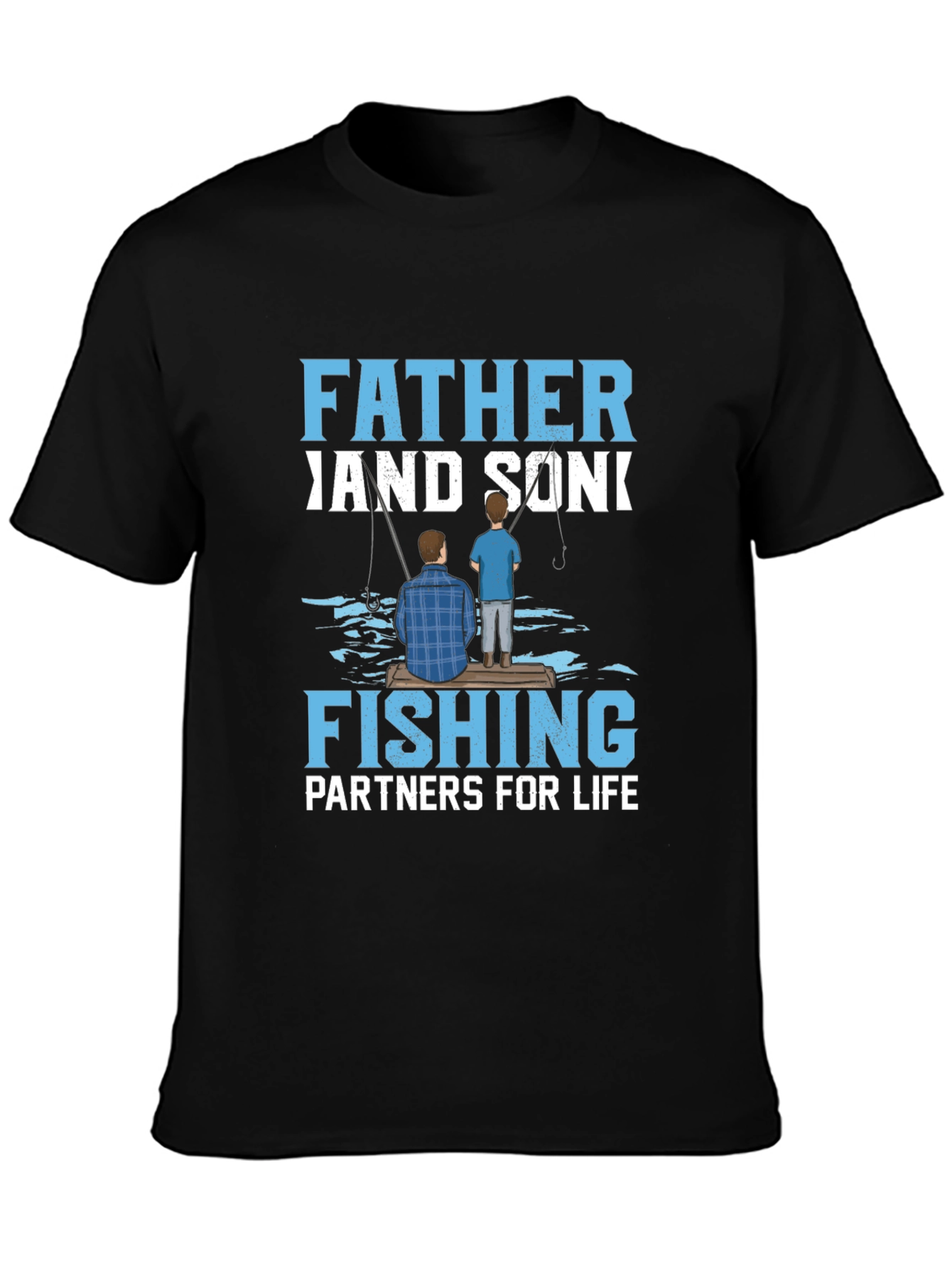 Black Father and Son Fishing Partners T-Shirt view 3