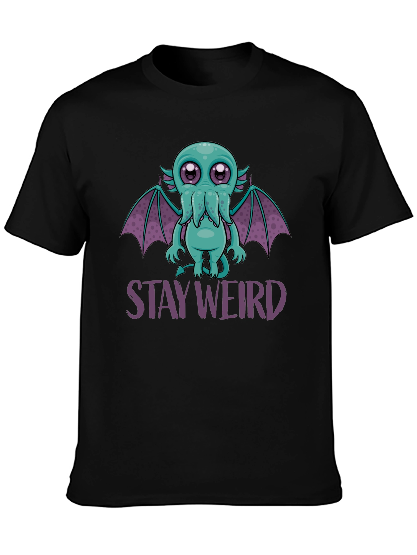Black Stay Weird Cthulhu T-Shirt - Fun Graphic Tee view 3