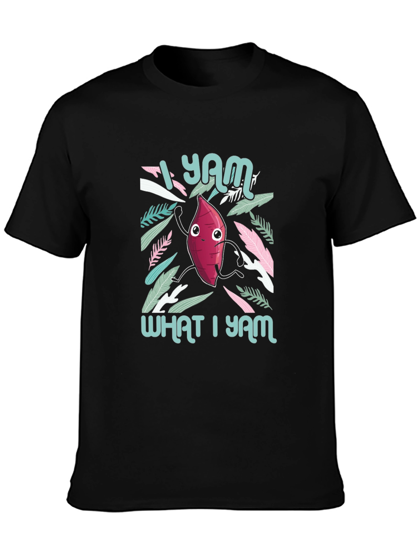 Black I Yam What I Yam Graphic Tee - Cute Sweet Potato T-Shirt view 3